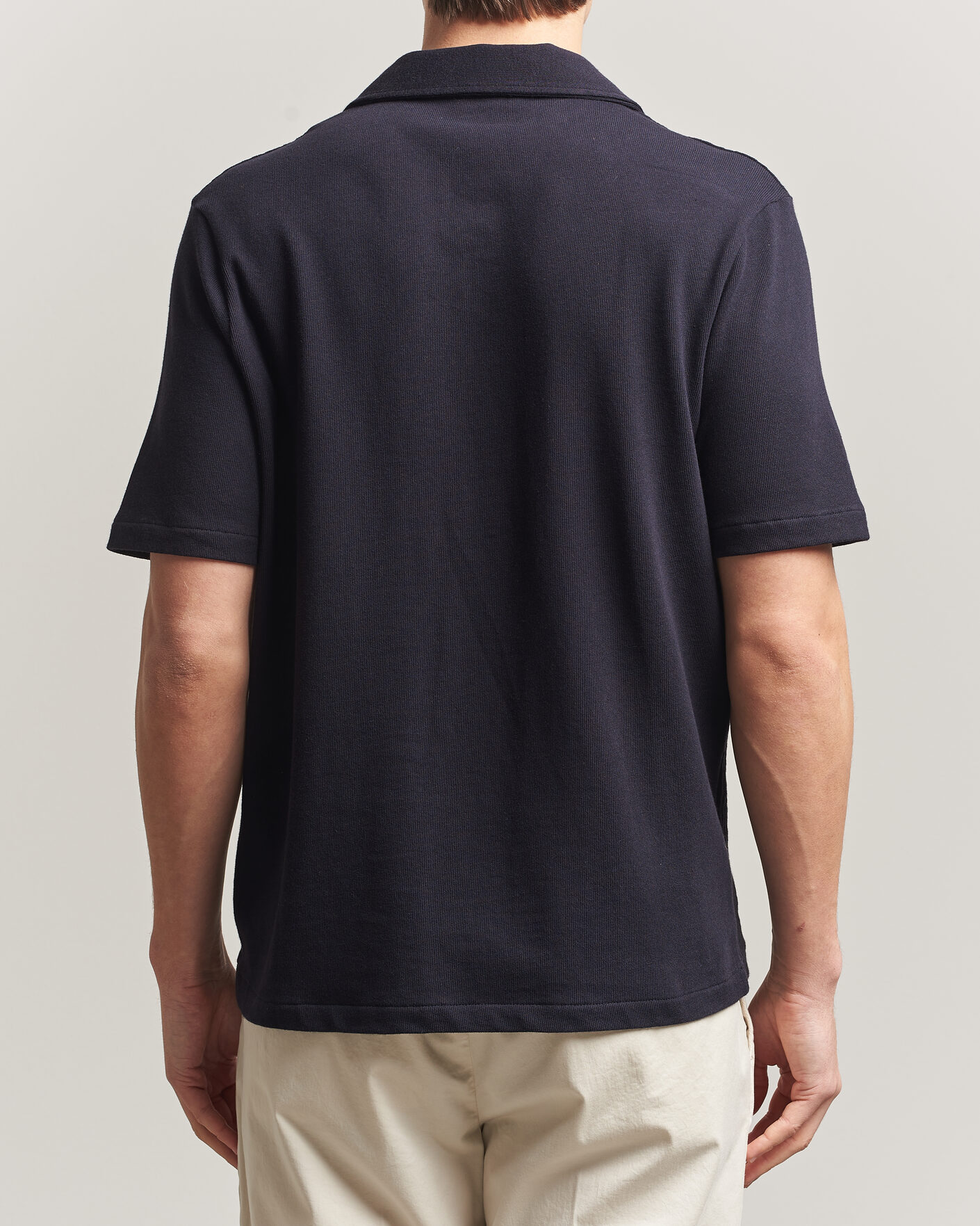 Men | Shirts | Oscar Jacobson | Kirk Knitted Short Sleeve Shirt Navy