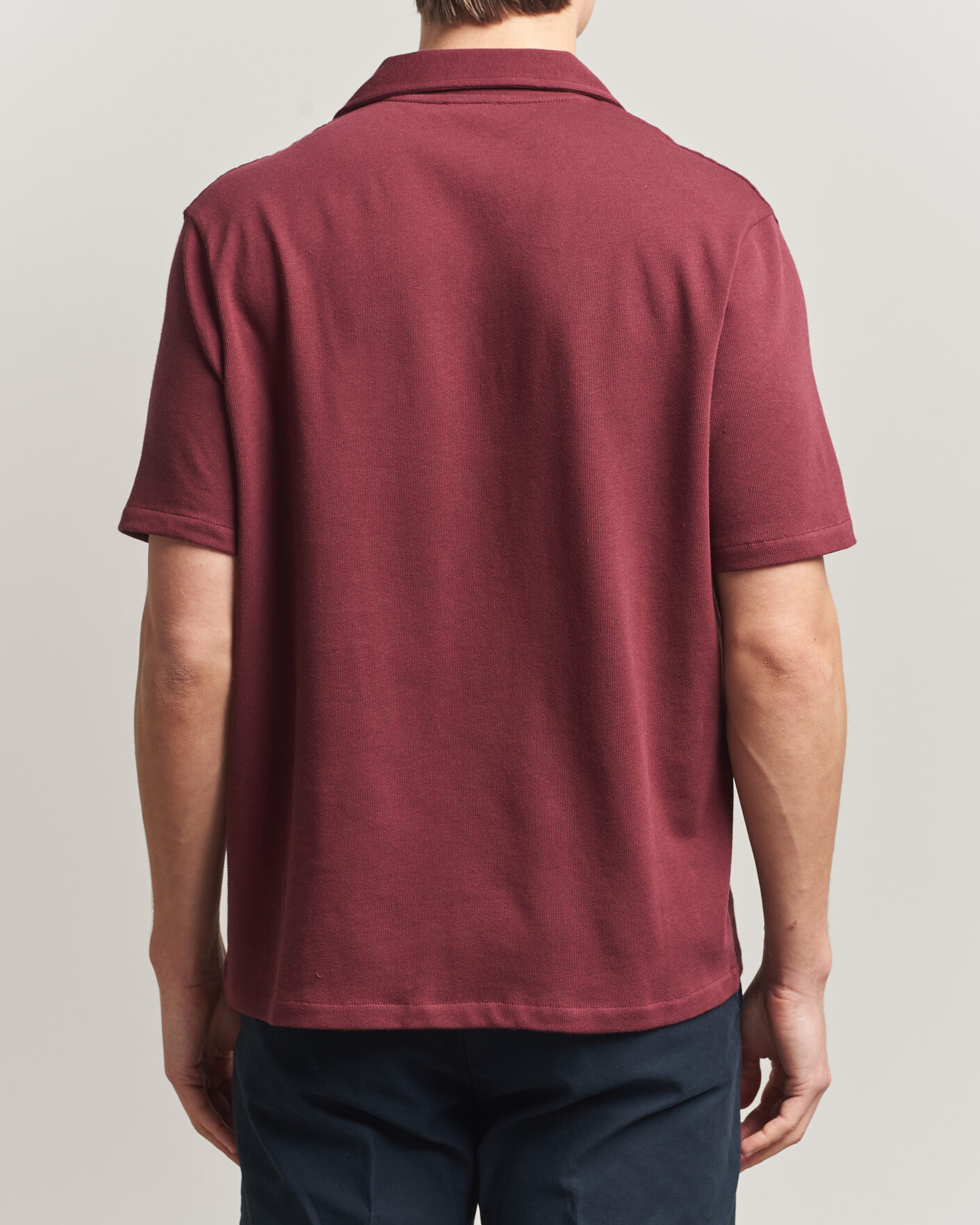 Men | Shirts | Oscar Jacobson | Kirk Knitted Short Sleeve Shirt Wine Red