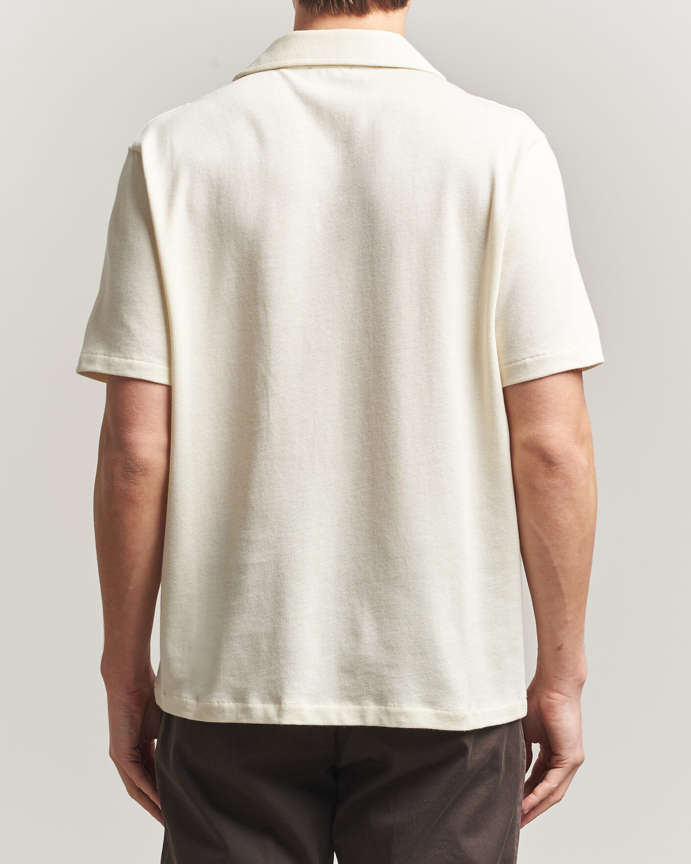 Men | Shirts | Oscar Jacobson | Kirk Knitted Short Sleeve Shirt Off White