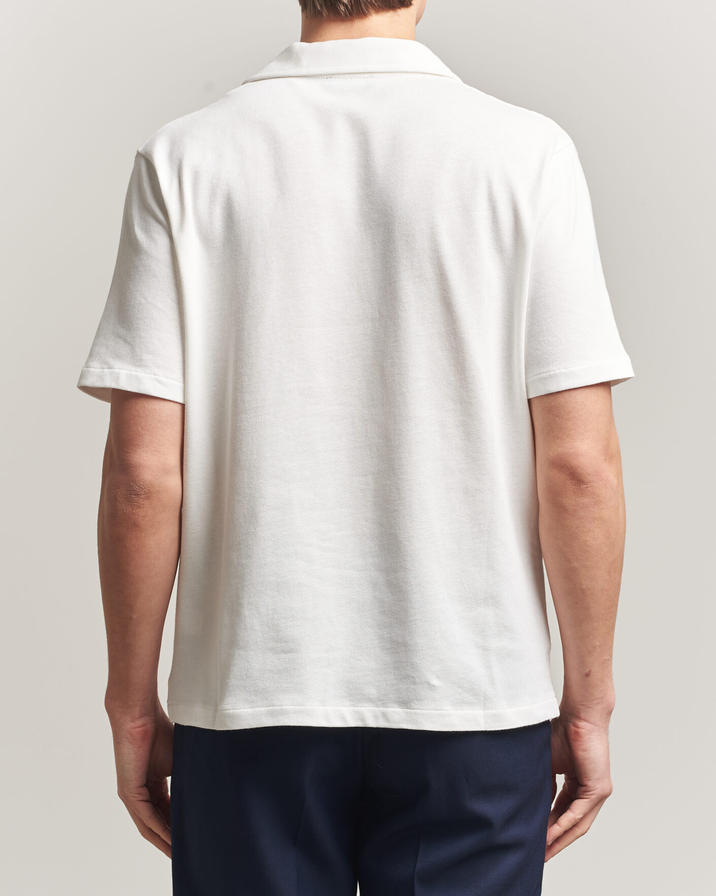 Men | Shirts | Oscar Jacobson | Kirk Knitted Short Sleeve Shirt Snow White