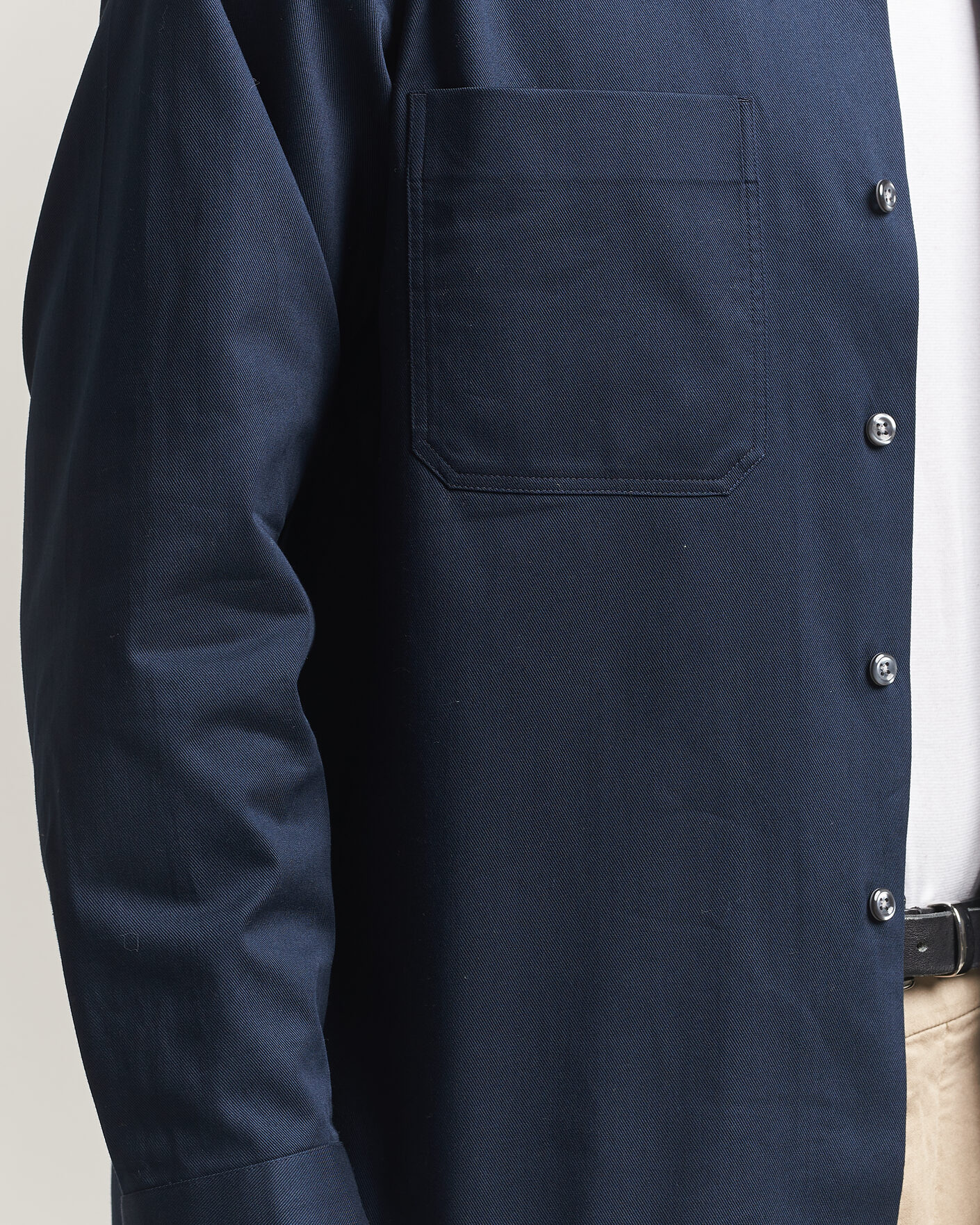 Men | Shirts | Oscar Jacobson | Straight Fit Bowling Collar Cotton Shirt Navy