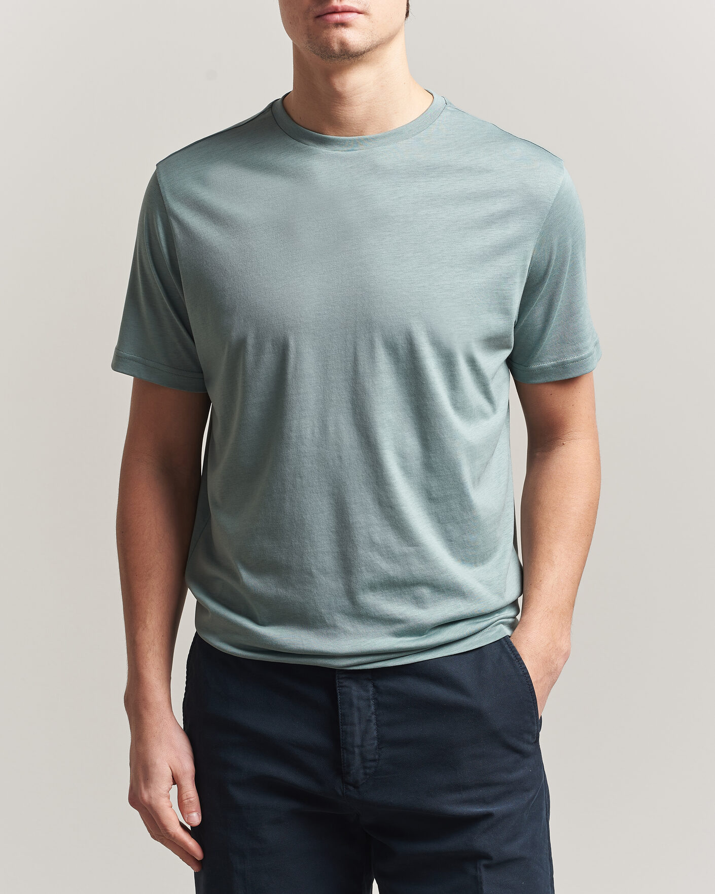 Men | T-Shirts | Oscar Jacobson | Kim Lyocel/Cotton T-Shirt Soft Green