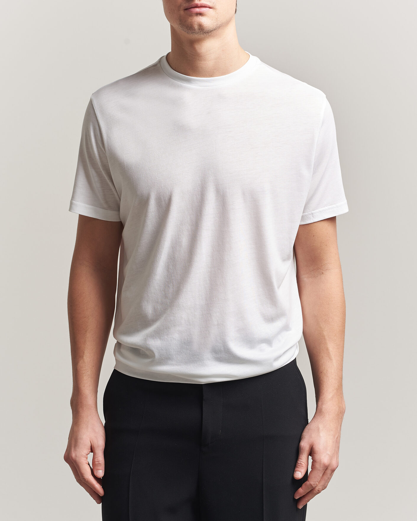 Men | T-Shirts | Oscar Jacobson | Kim Lyocel/Cotton T-Shirt White
