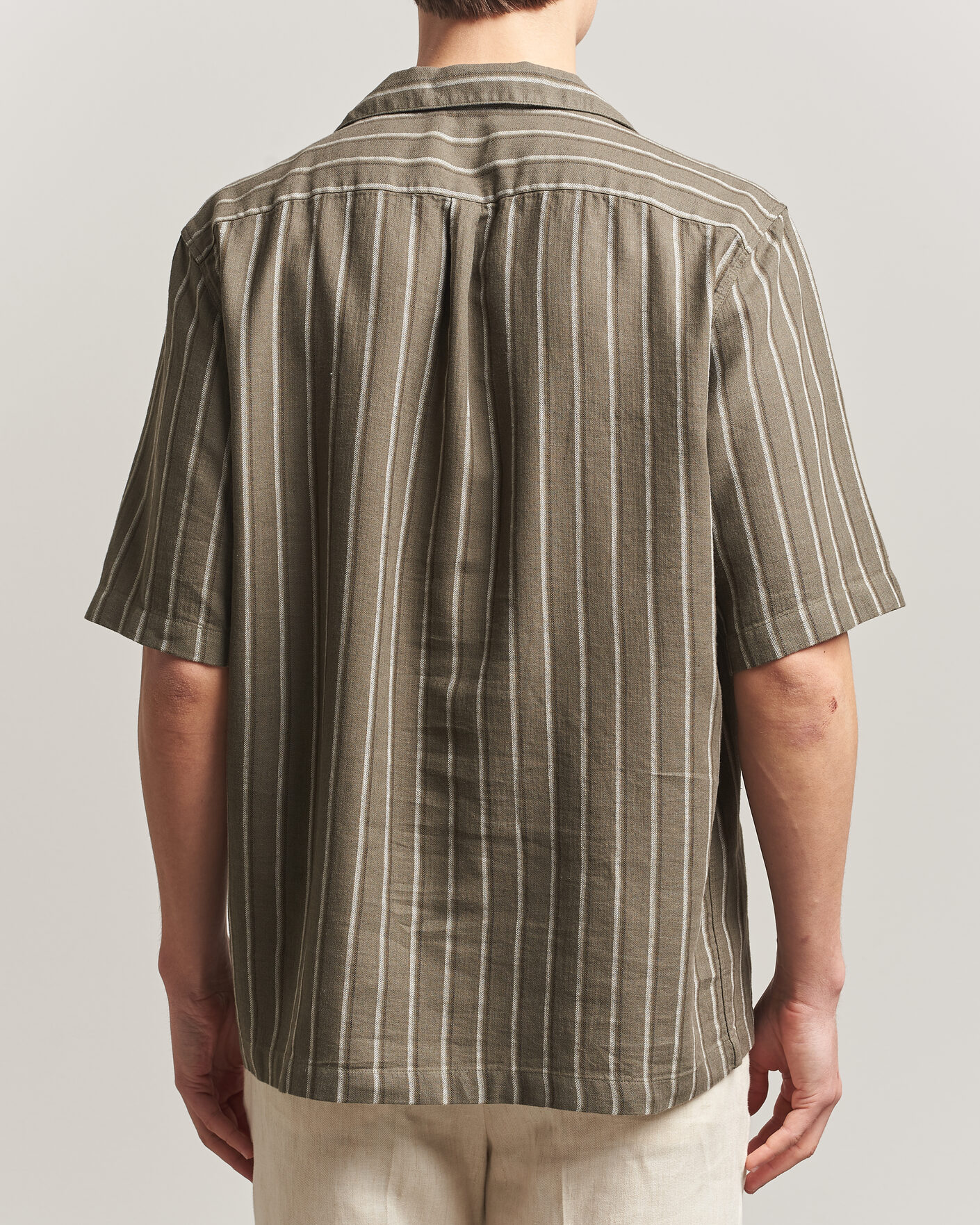 Men | Shirts | Oscar Jacobson | Reg Fit Cuban Herringbone Short Sleeve Shirt Green