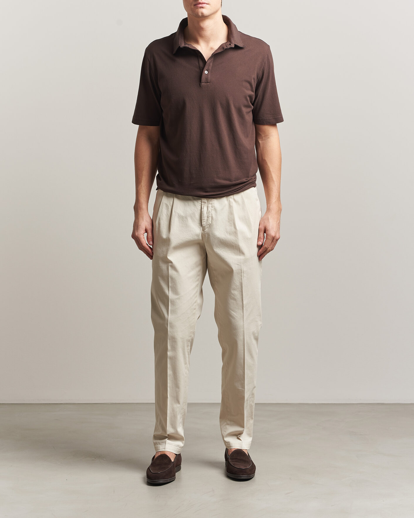 Men | Polo Shirts | Zanone | Soft Cotton Piquet Polo Chocolate