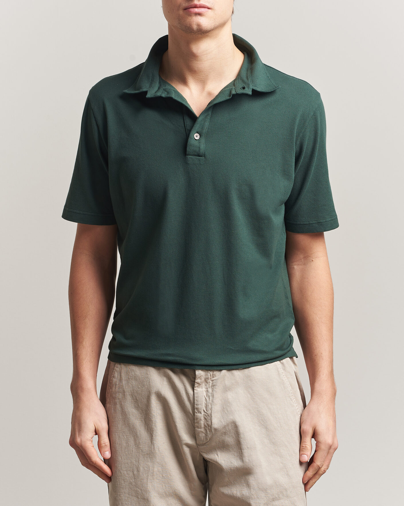 Men | Polo Shirts | Zanone | Soft Cotton Piquet Polo Dark Green