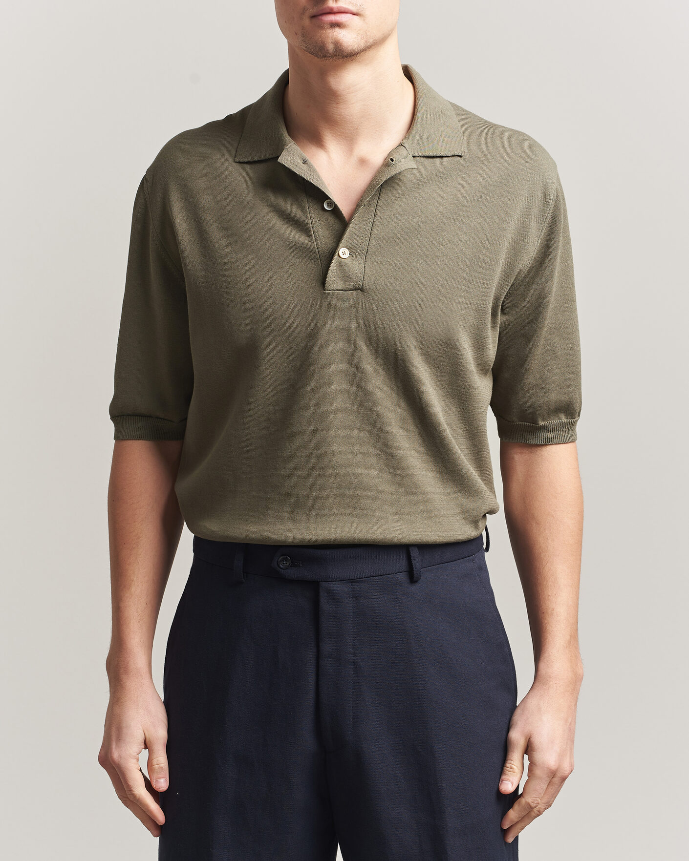 Men | Polo Shirts | Zanone | Knitted Cotton Polo Olive
