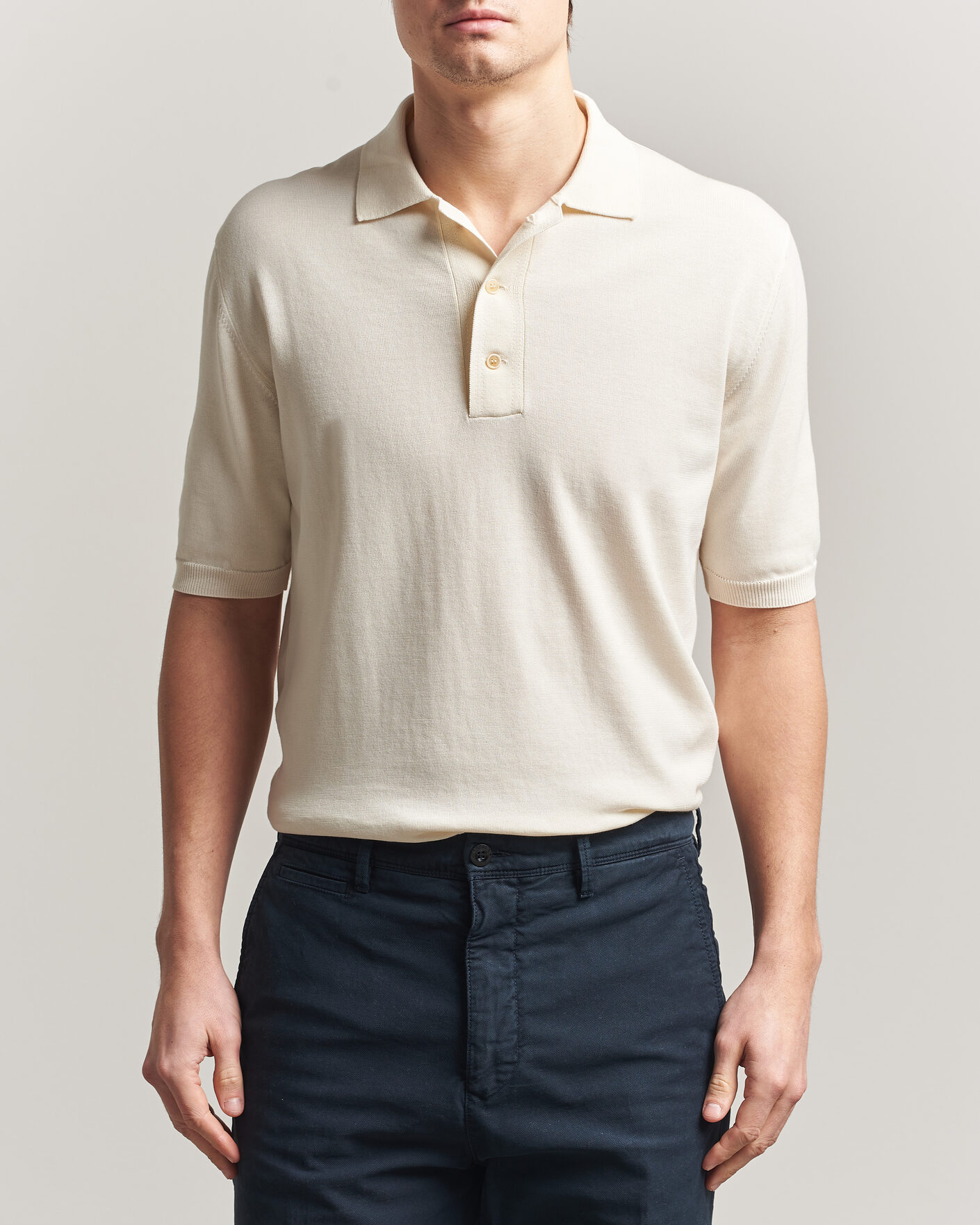 Men | Polo Shirts | Zanone | Knitted Cotton Polo Off White