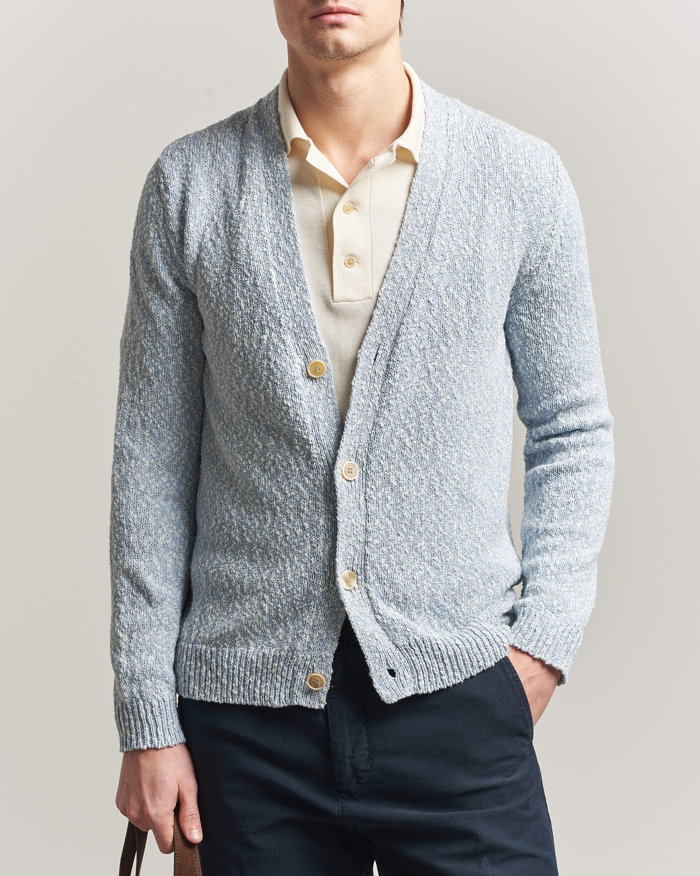 Men | Sweaters & Knitwear | Zanone | Mouline Cardigan Sky Blue