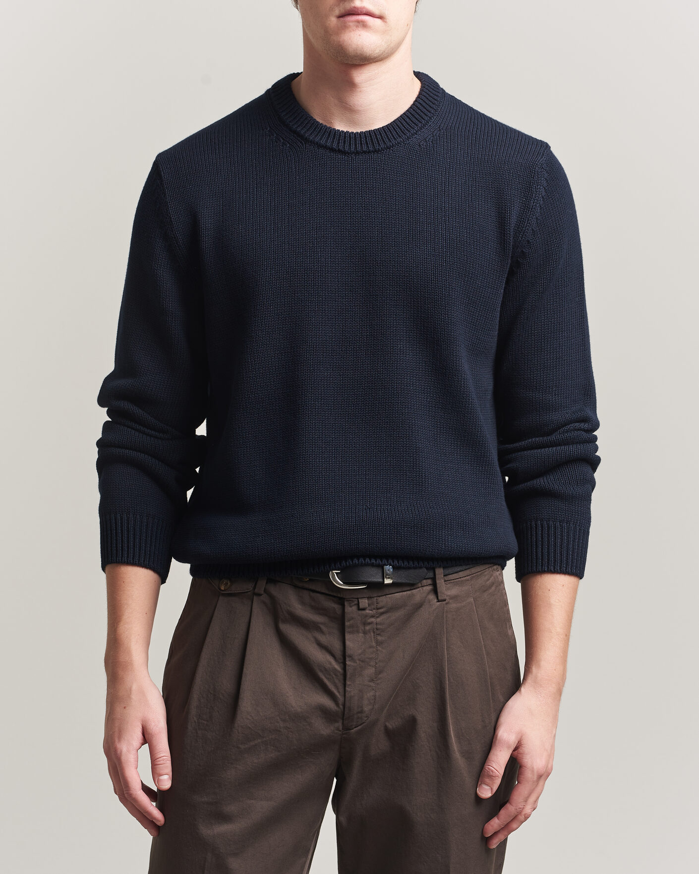 Men | Sweaters & Knitwear | Zanone | Soft Cotton Crew Neck Sweater Navy