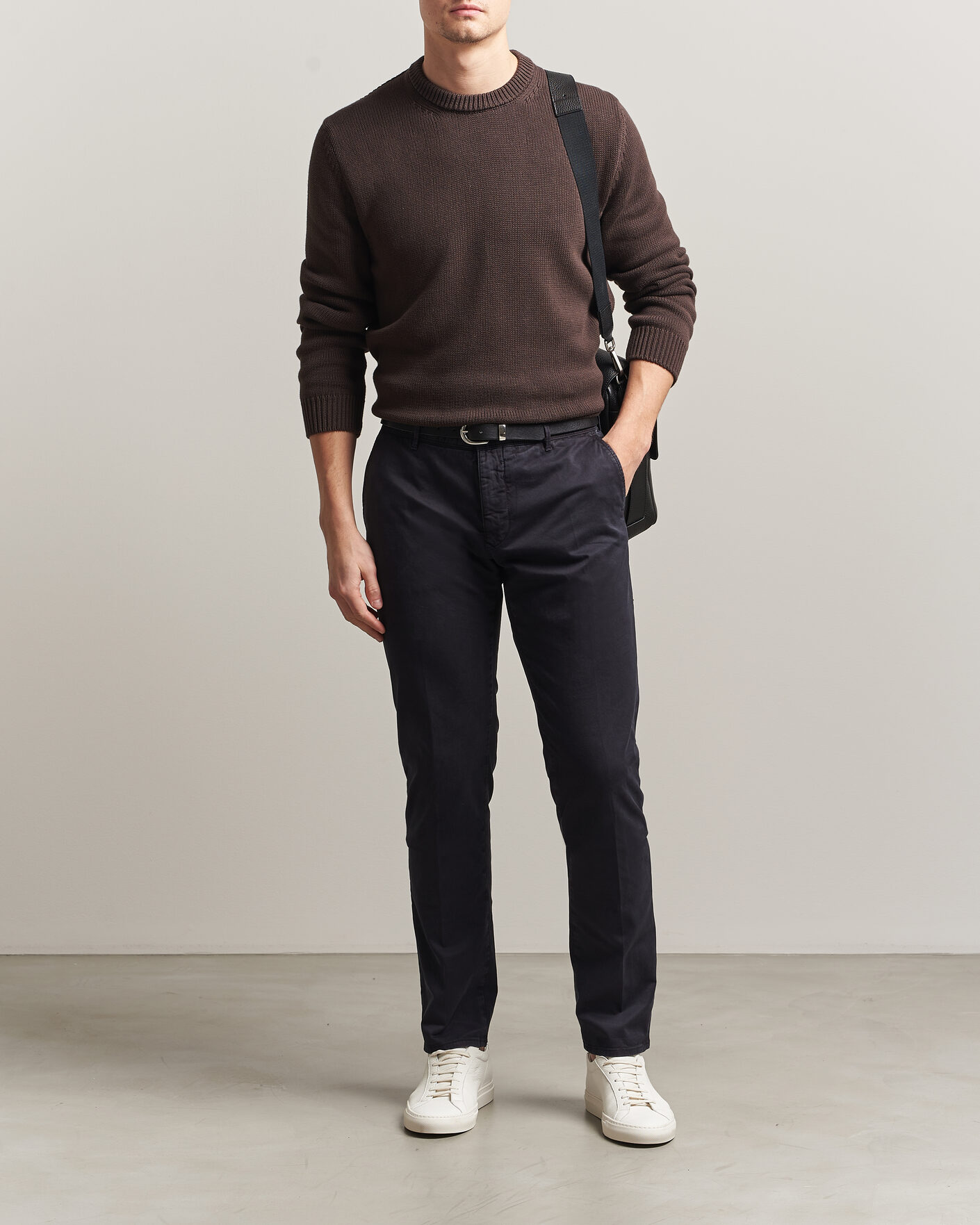 Men | Sweaters & Knitwear | Zanone | Soft Cotton Crew Neck Sweater Chocolate
