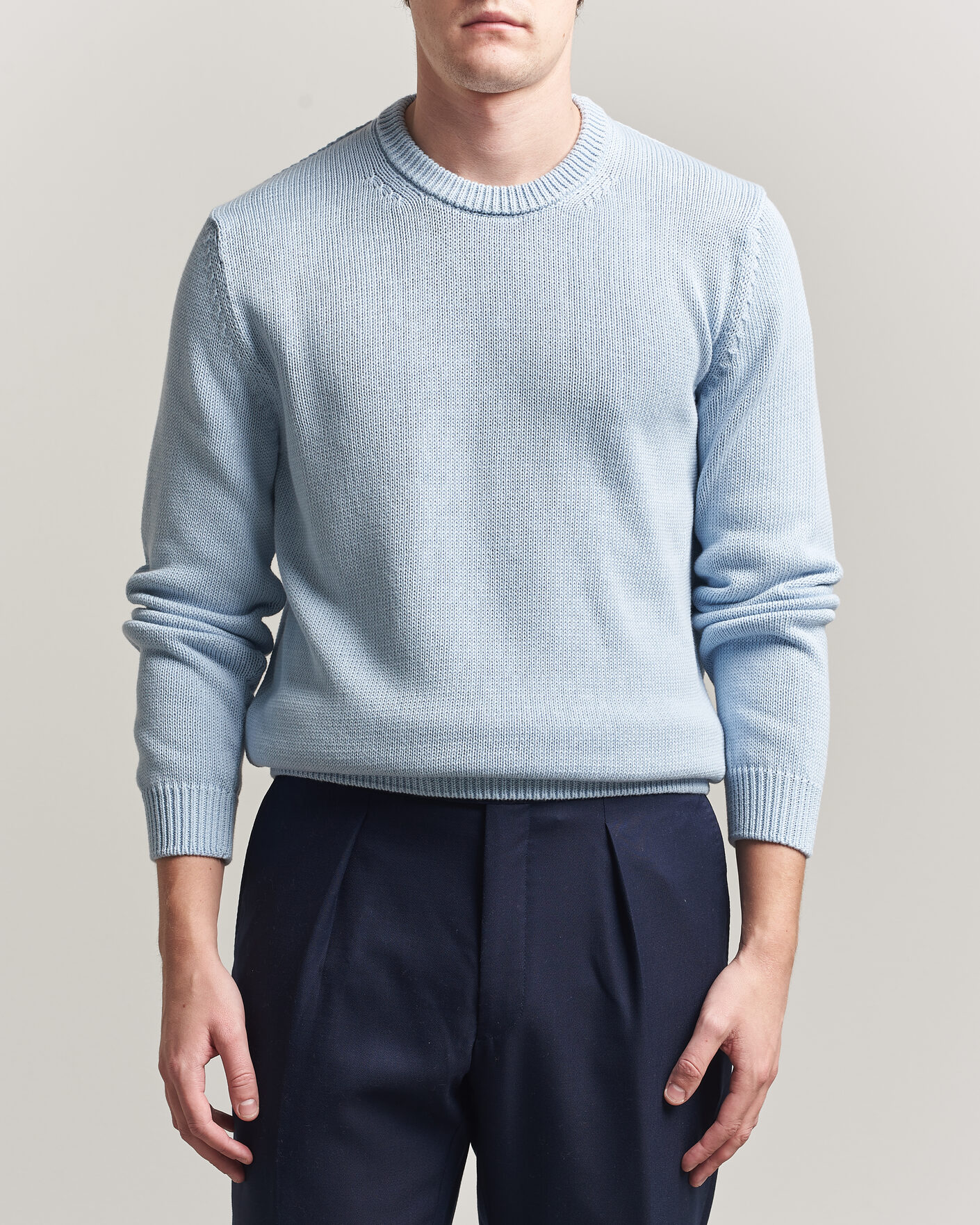 Men | Sweaters & Knitwear | Zanone | Soft Cotton Crew Neck Sweater Sky Blue