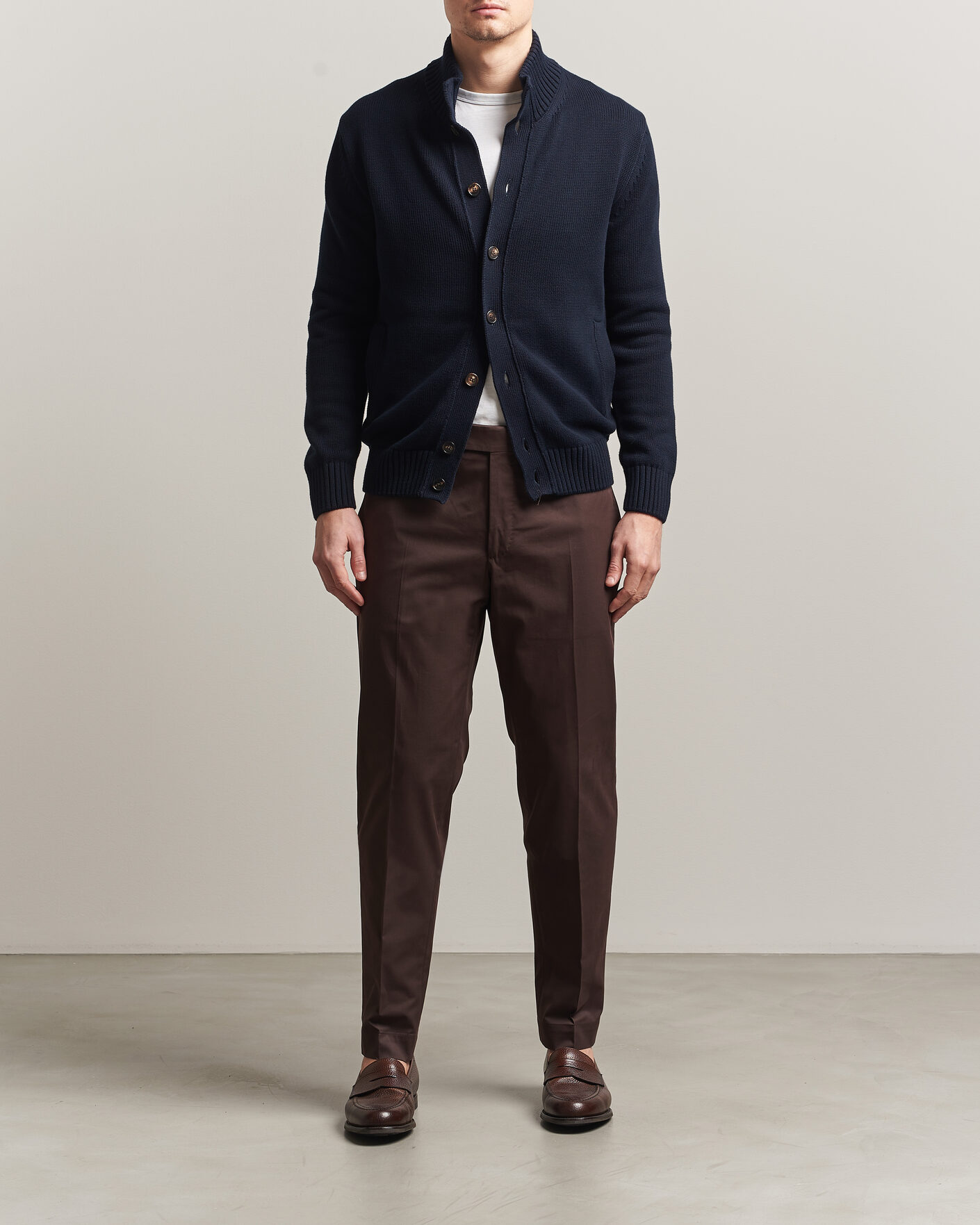 Men | Sweaters & Knitwear | Zanone | Soft Cotton Chioto Cardigan Navy