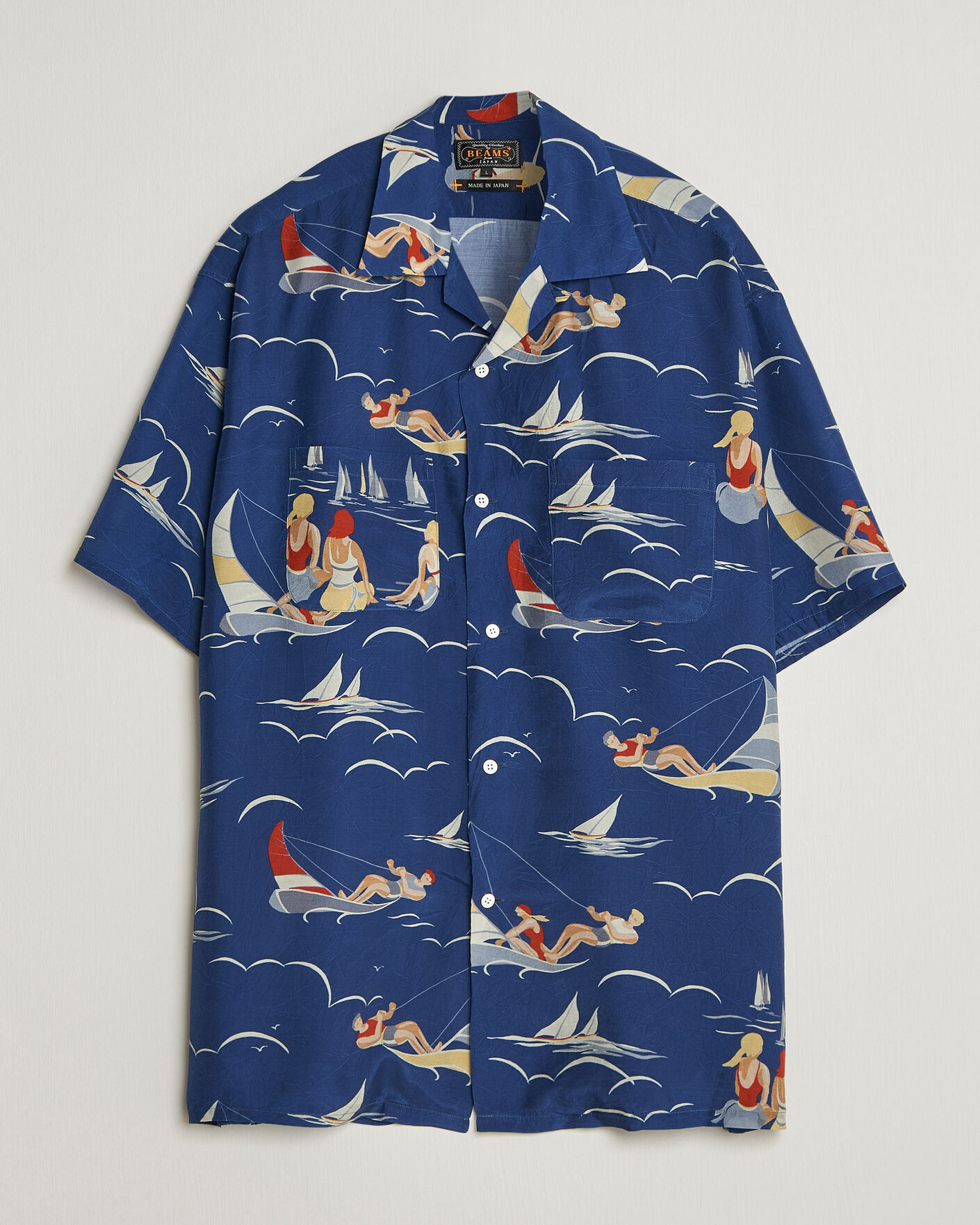 Men | Shirts | BEAMS PLUS | Holiday Print Camp Shirt Navy