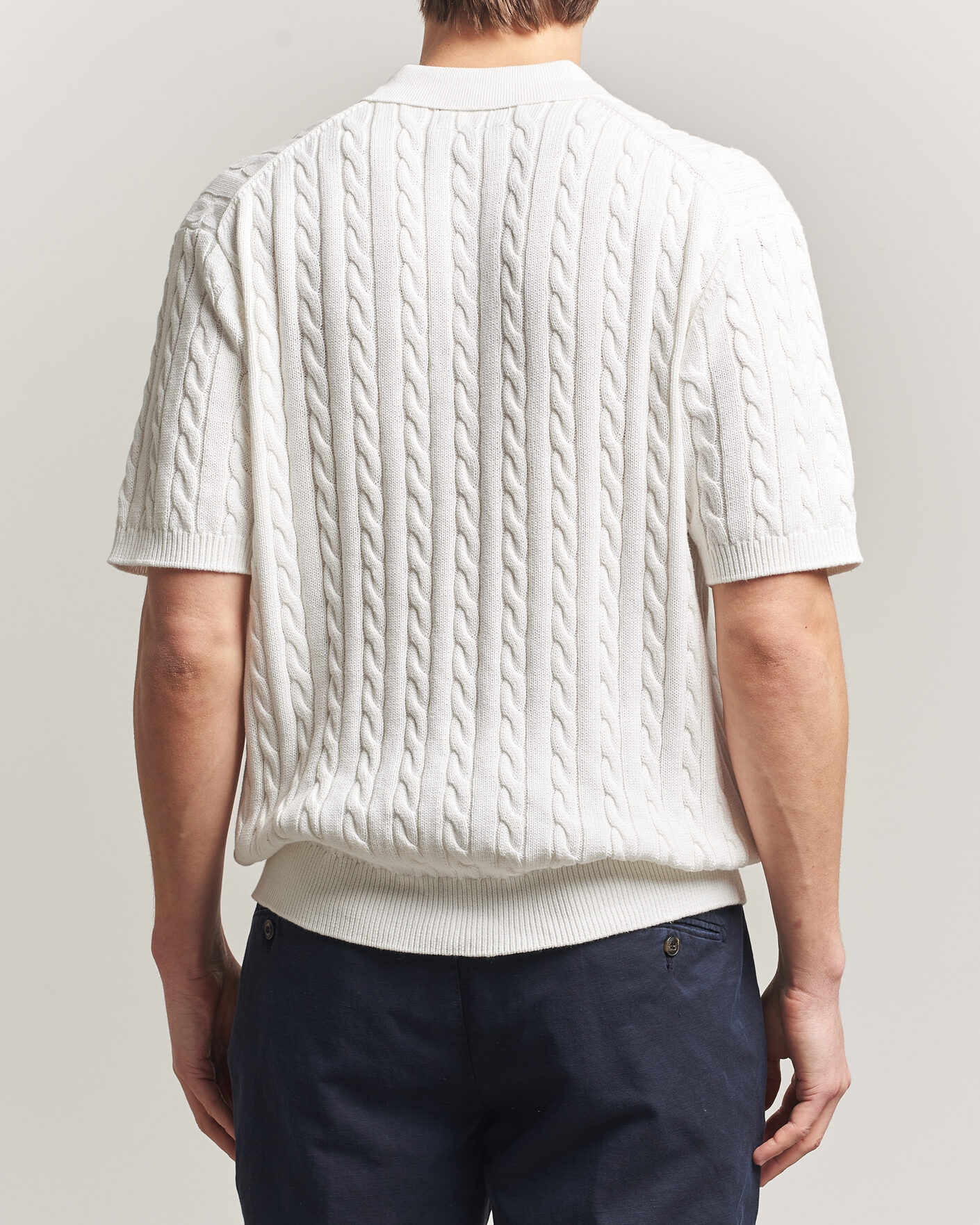 Men | Polo Shirts | BEAMS PLUS | Short Sleeve Cable Polo White