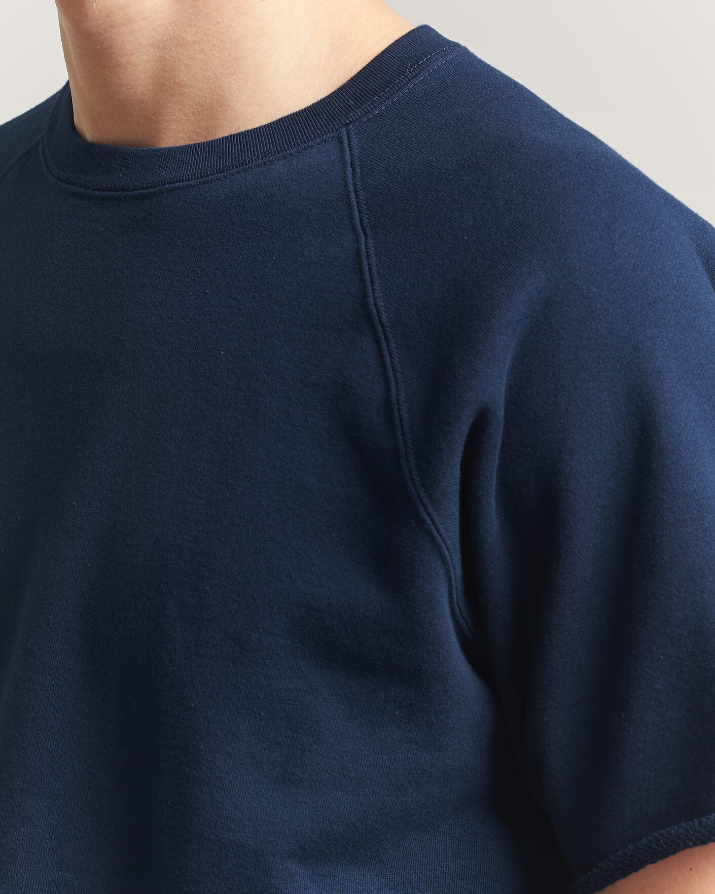 Men | T-Shirts | BEAMS PLUS | Short Sleeve Cut Off Sweat Navy