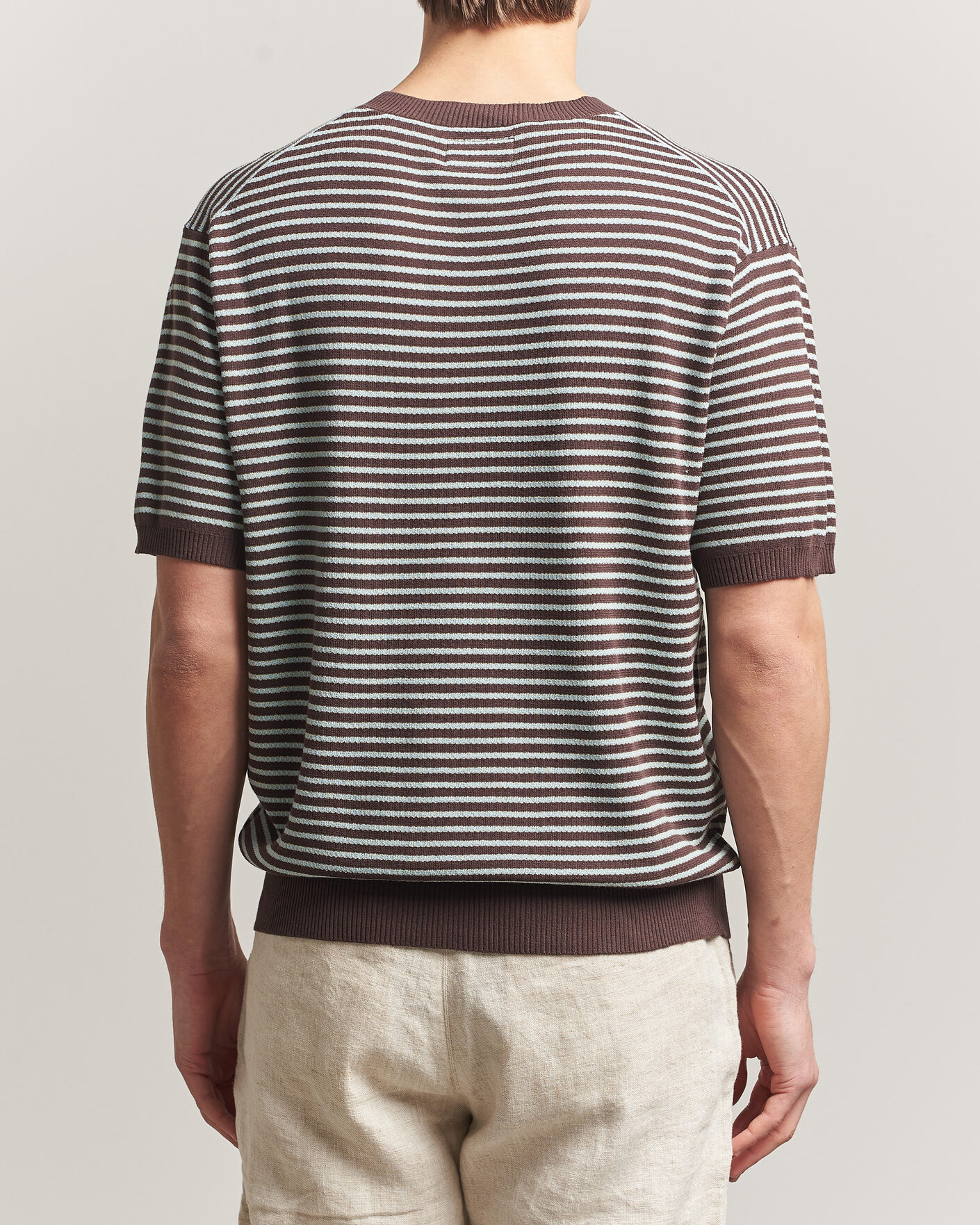 Men | T-Shirts | BEAMS PLUS | Jacquard Knit T-Shirt Brown