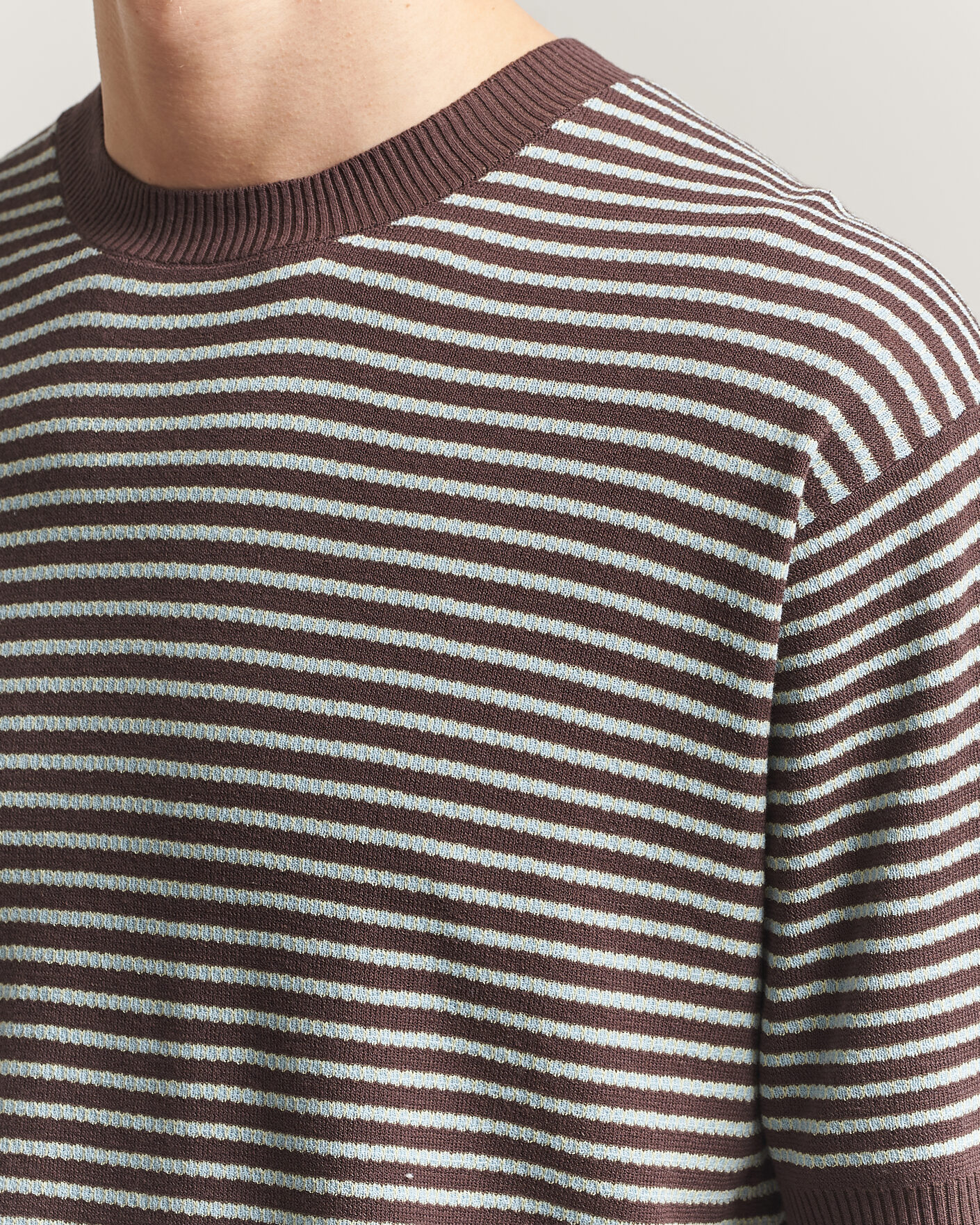 Men | T-Shirts | BEAMS PLUS | Jacquard Knit T-Shirt Brown