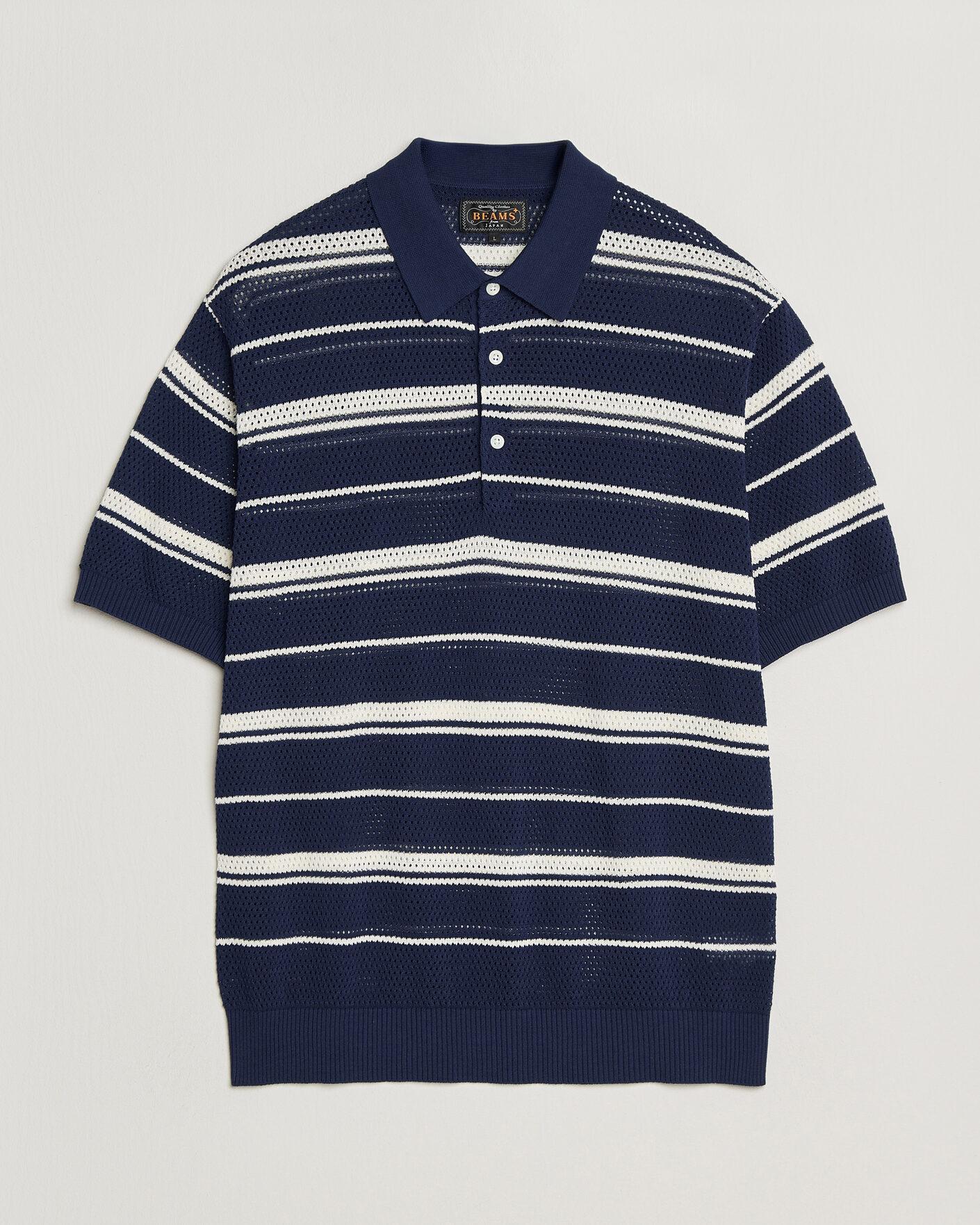 Men | Polo Shirts | BEAMS PLUS | Short Sleeve Mesh Knit Polo Navy