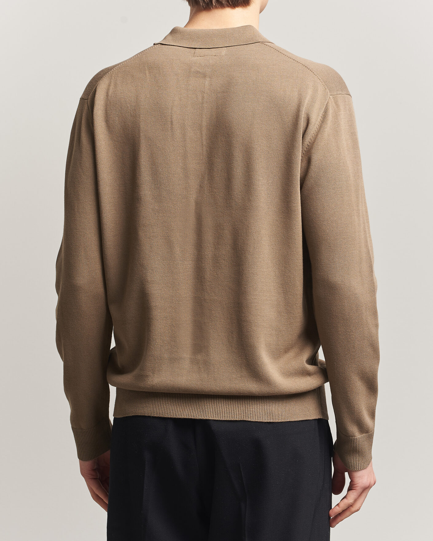 Men | Polo Shirts | BEAMS PLUS | Long Sleeve 12G Knit Polo Mocha