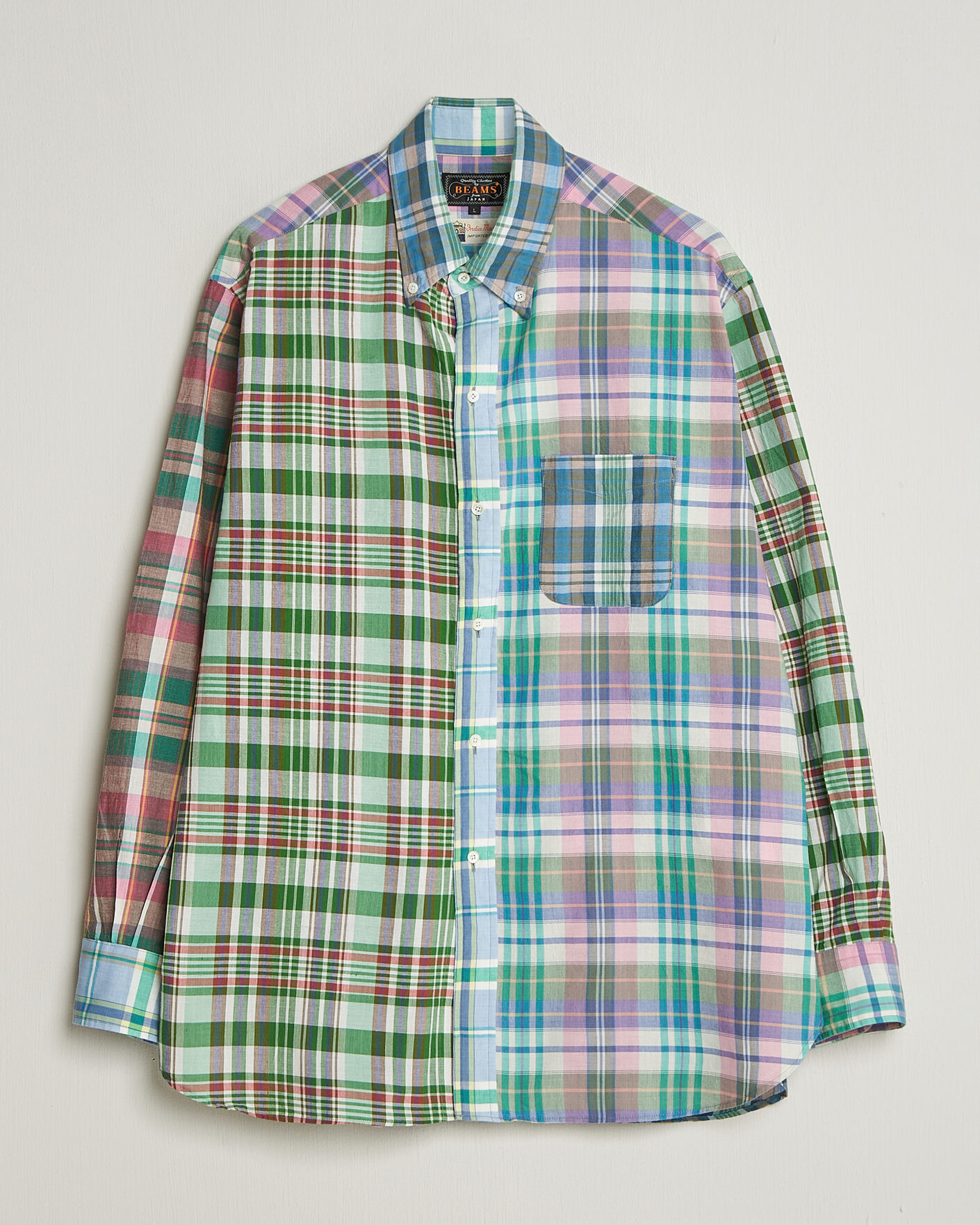 BEAMS PLUS Patchwork Madras Shirt Multicolour at CareOfCarl.com