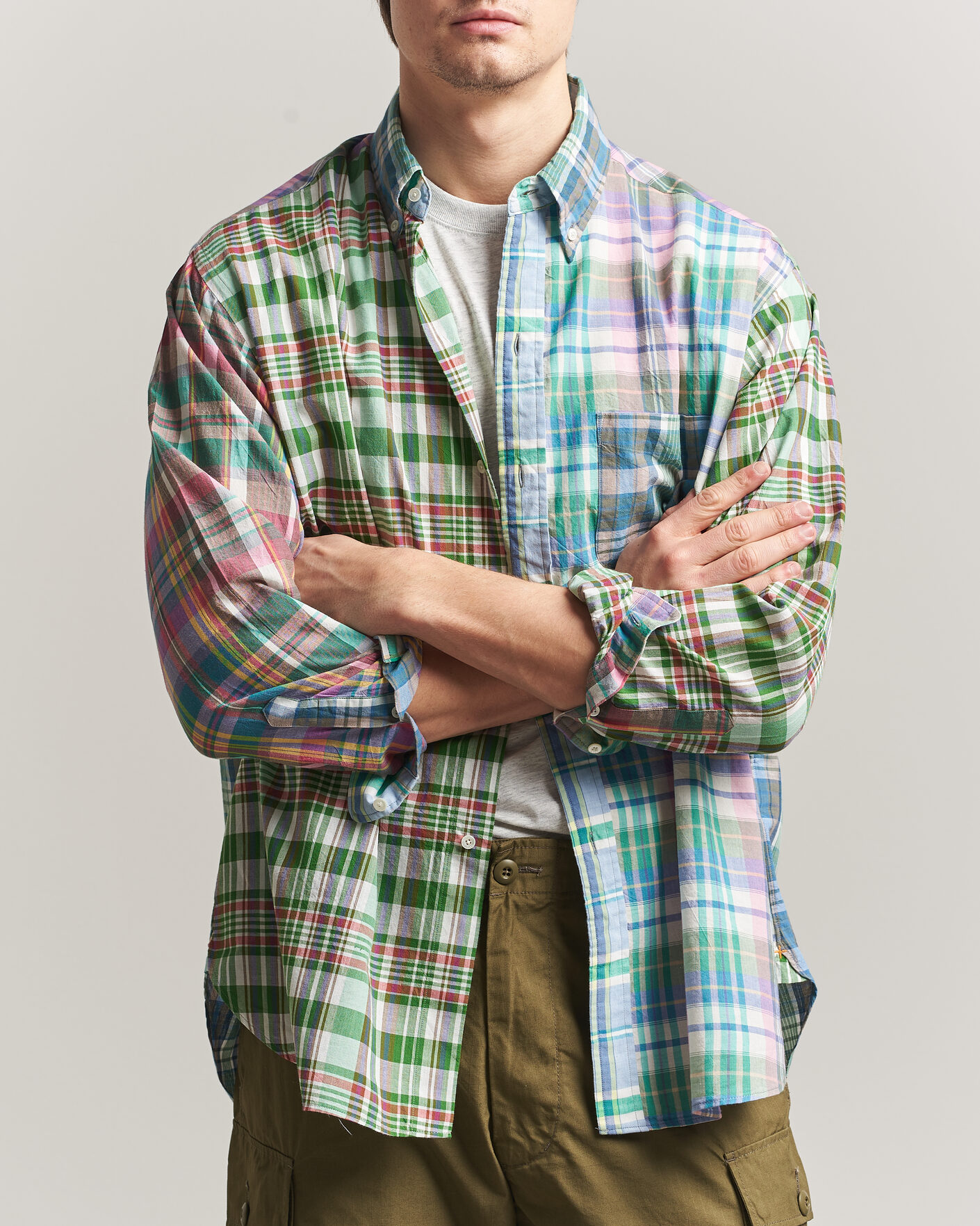 BEAMS PLUS Patchwork Madras Shirt Multicolour at CareOfCarl.com