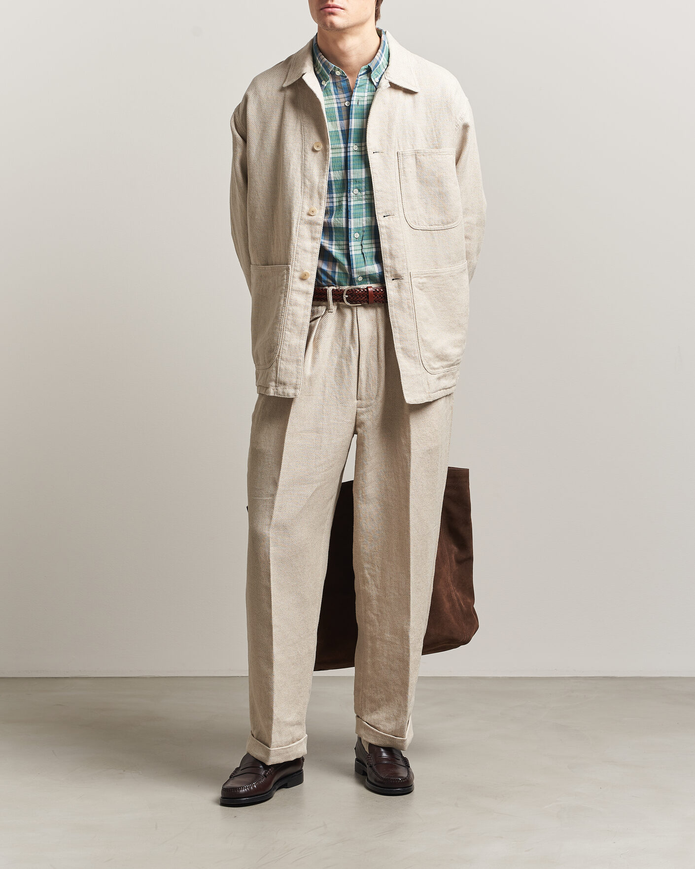 Men | Trousers | BEAMS PLUS | Cotton/Linen Pleated Trousers Off White