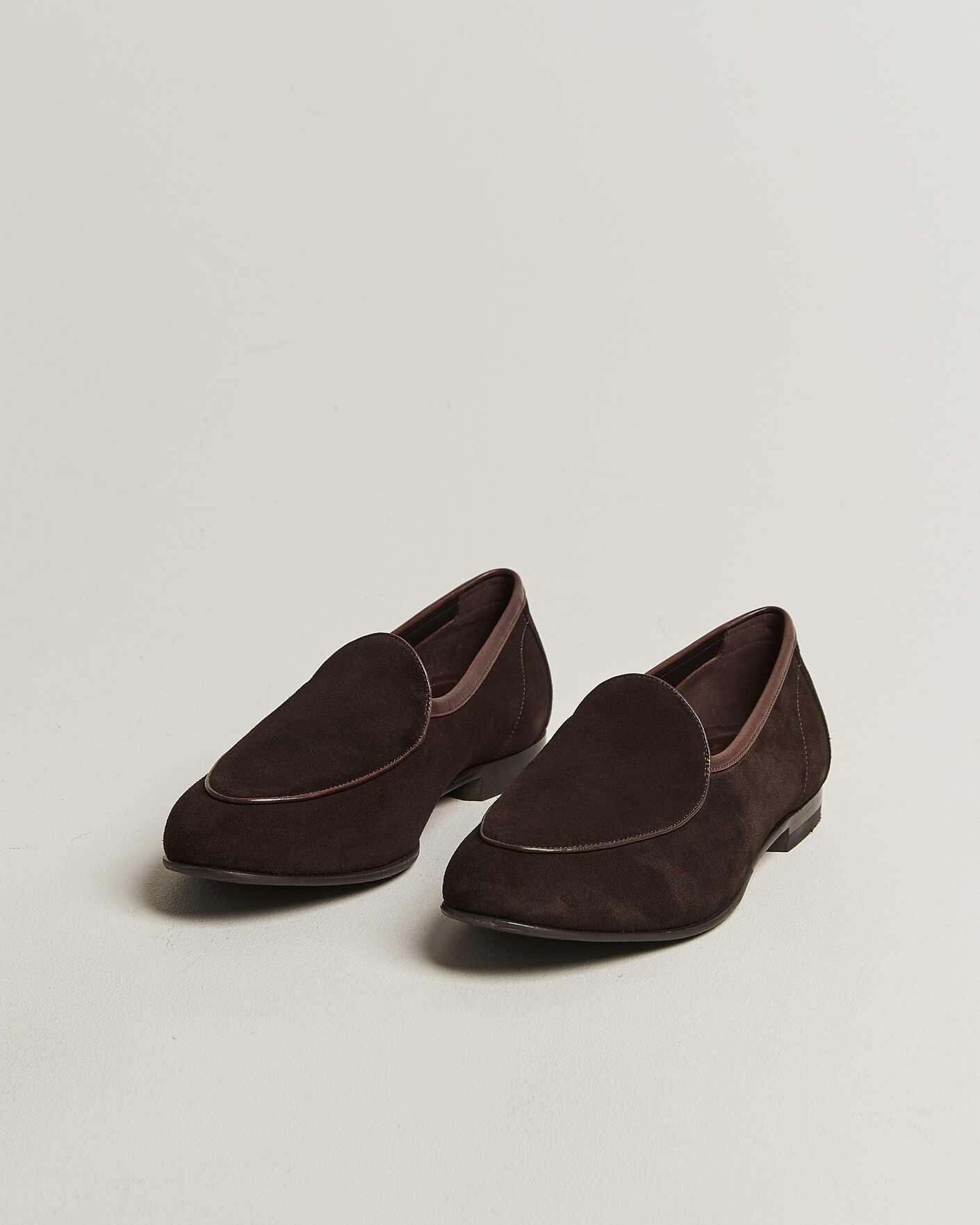 Men | Loafers | Loake 1880 | Belgrave Suede Belgian Loafer Dark Brown