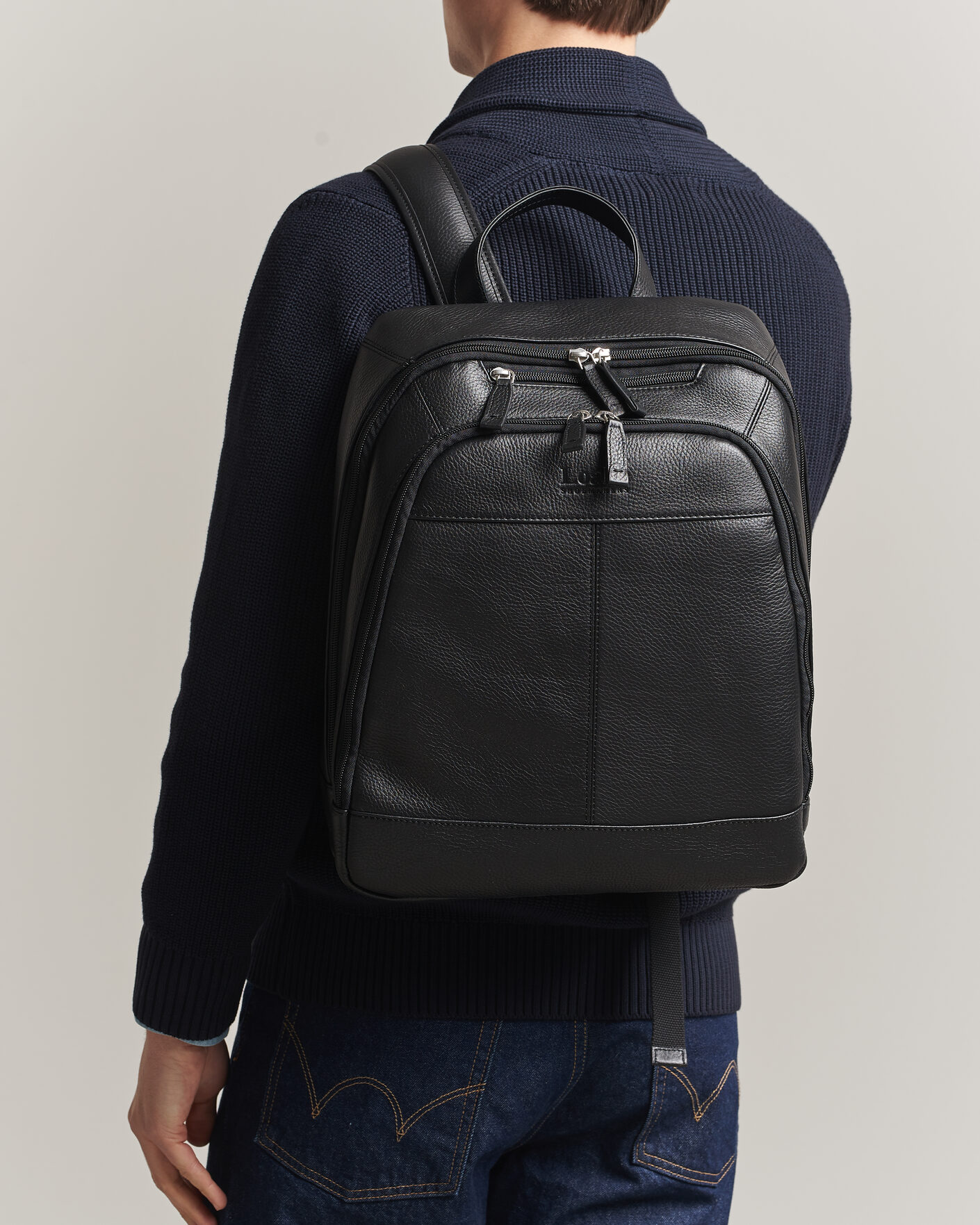 Men | Bags | Loake Shoemakers | Waterloo Grained Leather Backpack Black