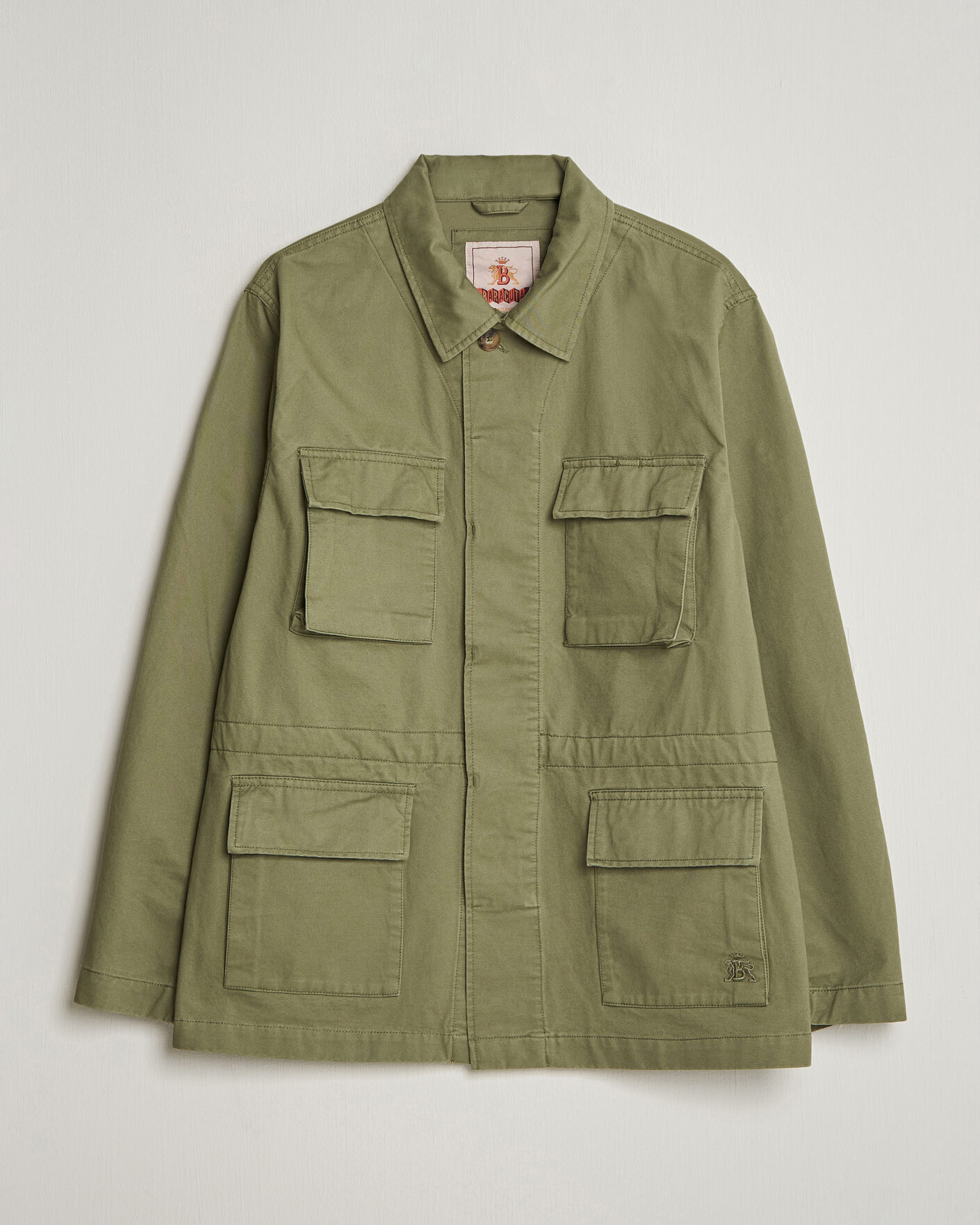 Men | Coats & Jackets | Baracuta | Washed Cotton Twill Field Shacket Lichen Green