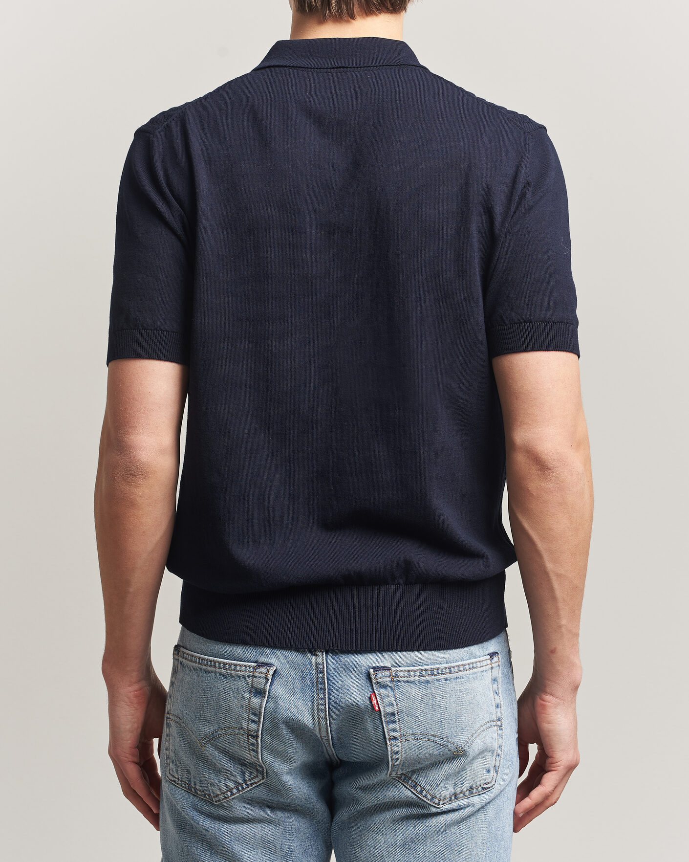 Men | Polo Shirts | Baracuta | Pattern Stich Polo Navy