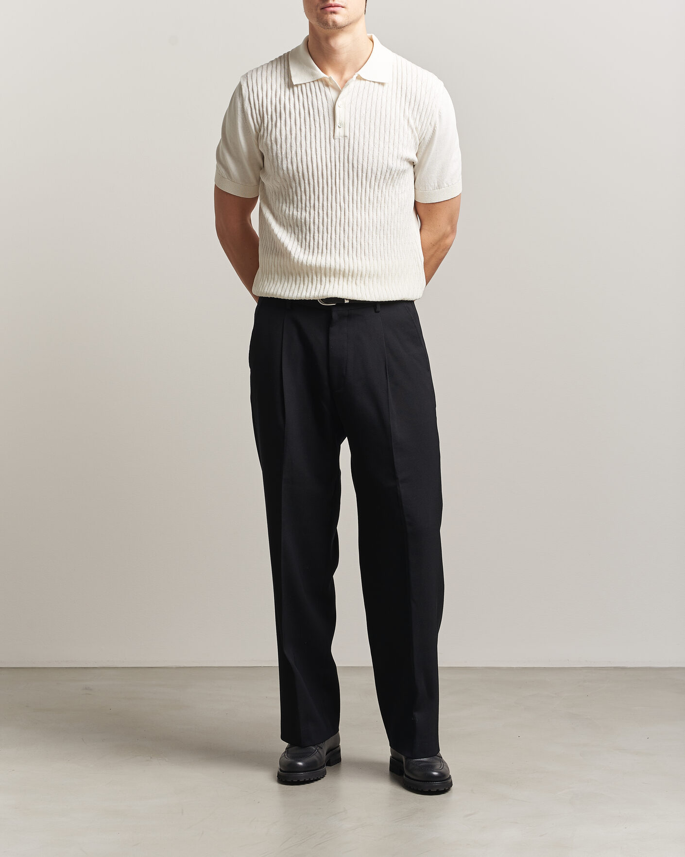 Men | Polo Shirts | Baracuta | Pattern Stich Polo Off White