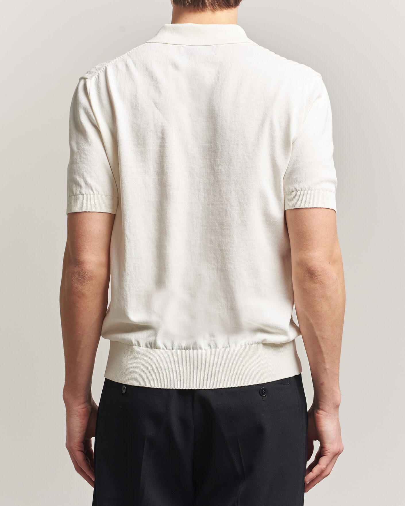 Men | Polo Shirts | Baracuta | Pattern Stich Polo Off White
