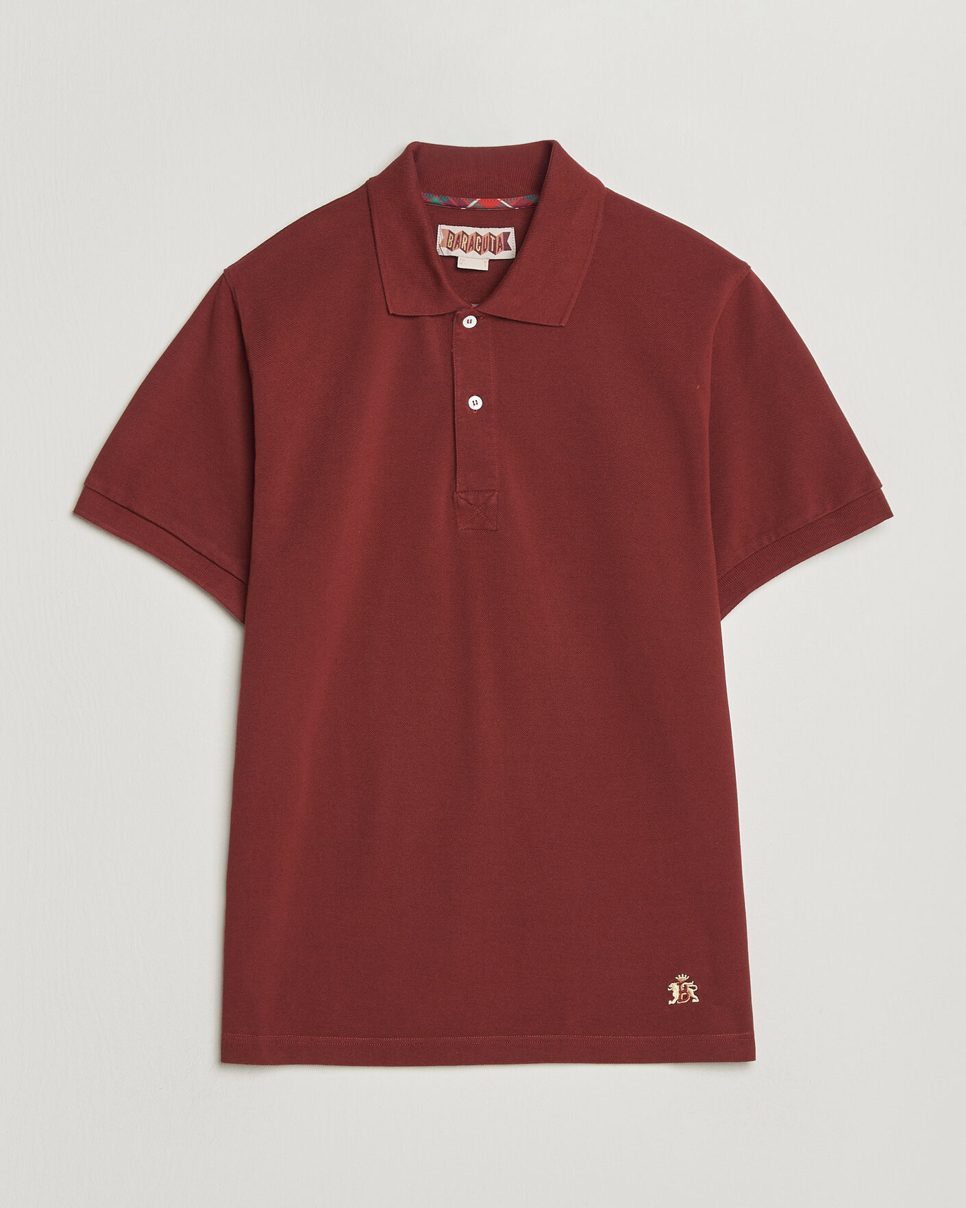 Men | Polo Shirts | Baracuta | Tartan Placket Piquet Polo Oxblood
