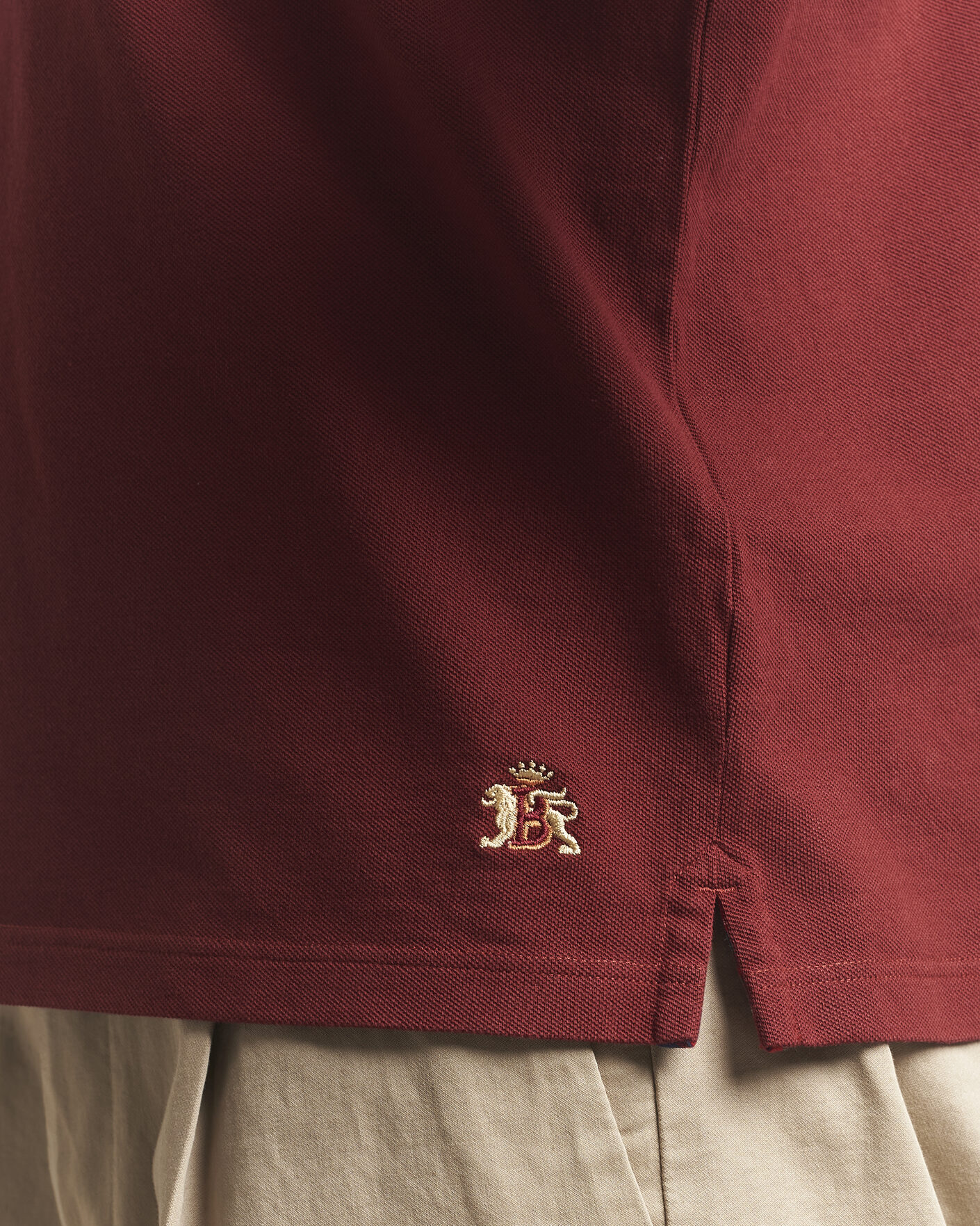 Men | Polo Shirts | Baracuta | Tartan Placket Piquet Polo Oxblood