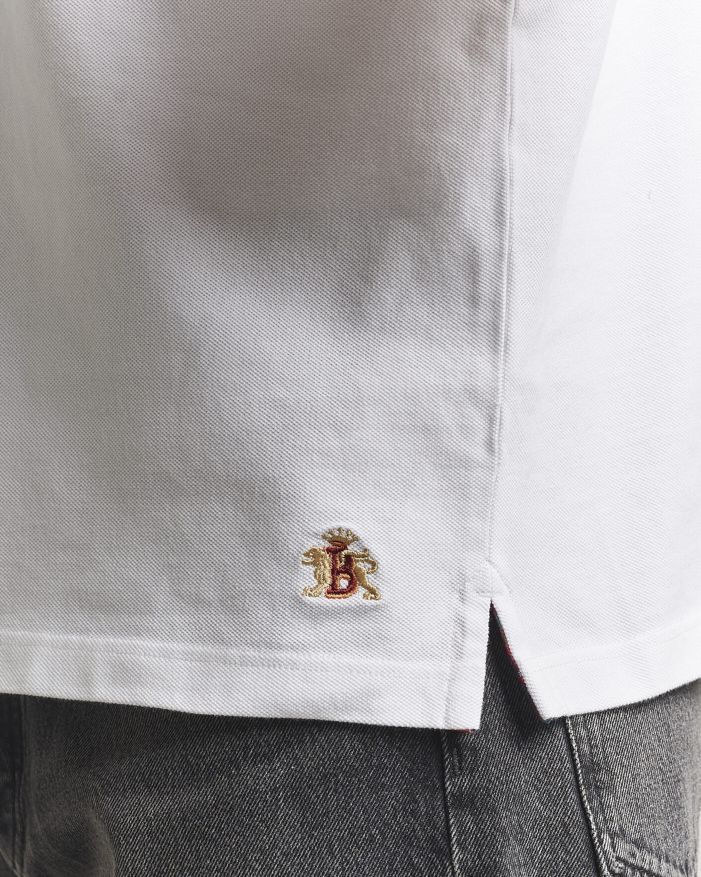 Men | Polo Shirts | Baracuta | Tartan Placket Piquet Polo Bone White