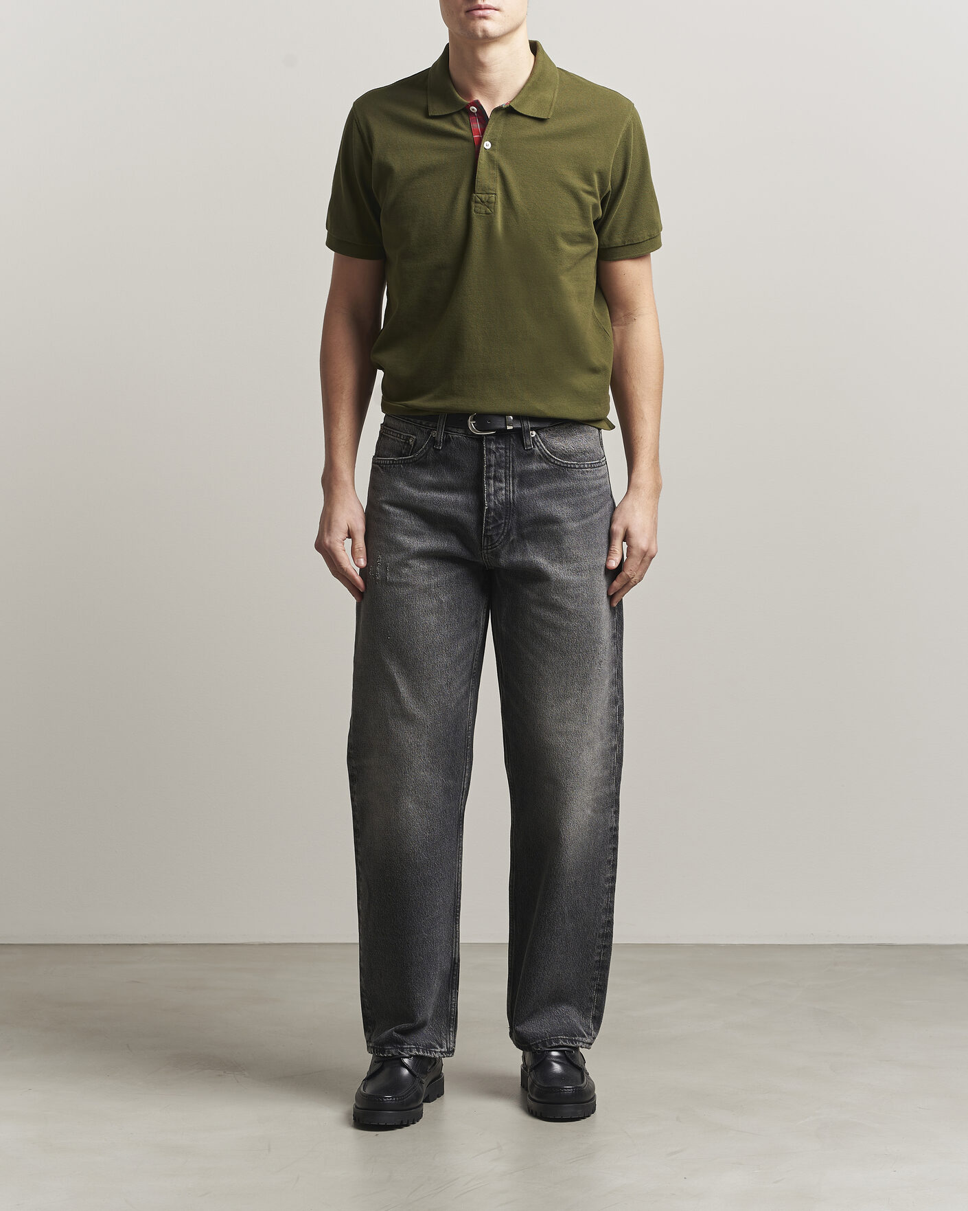 Men | Polo Shirts | Baracuta | Tartan Placket Piquet Polo Beech