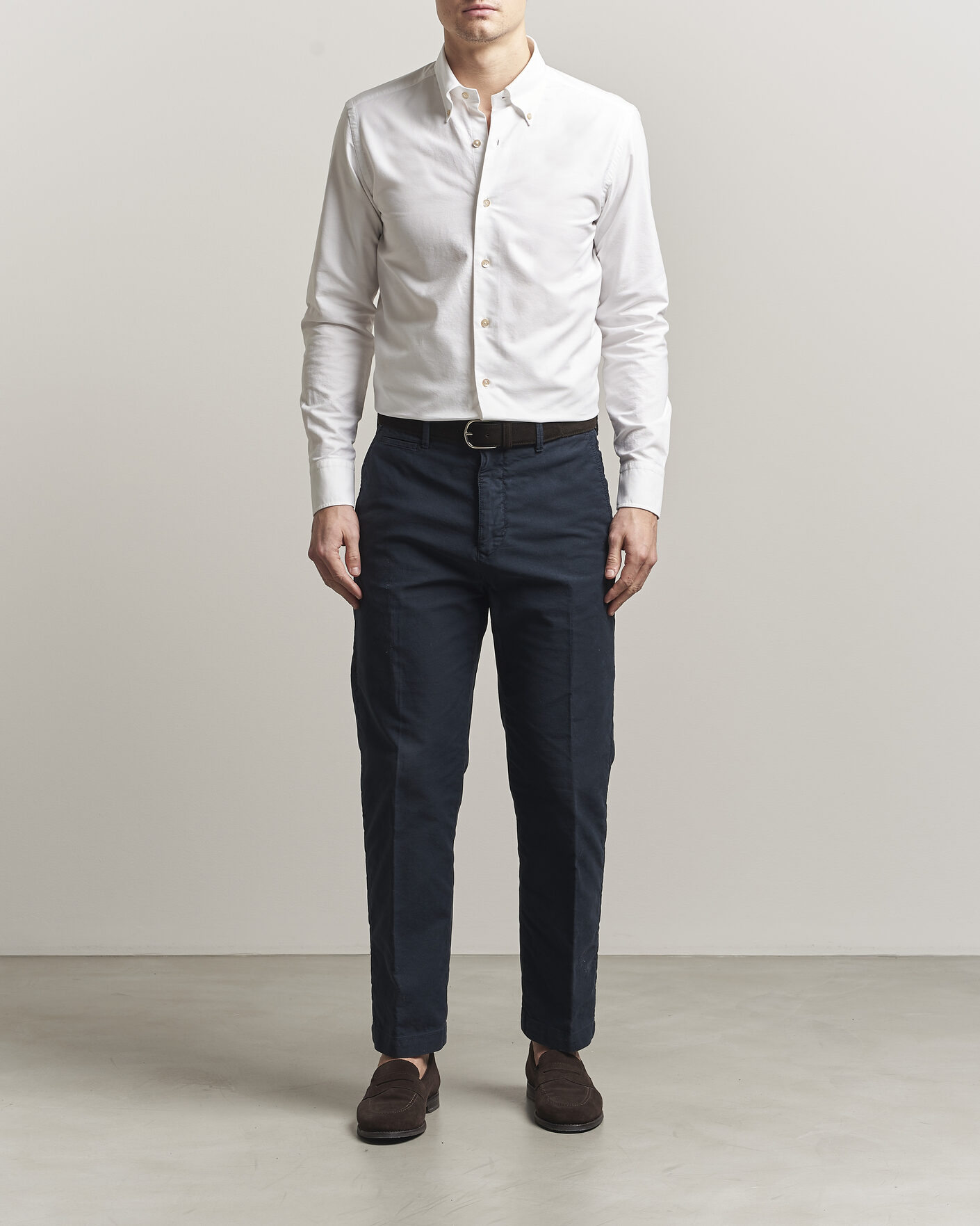 Men | Shirts | Grigio | Oxford Button Down Shirt White