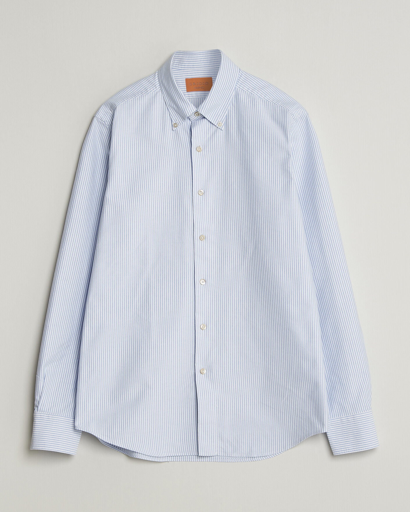 Men | Shirts | Grigio | Oxford Button Down Shirt Light Blue Stripe