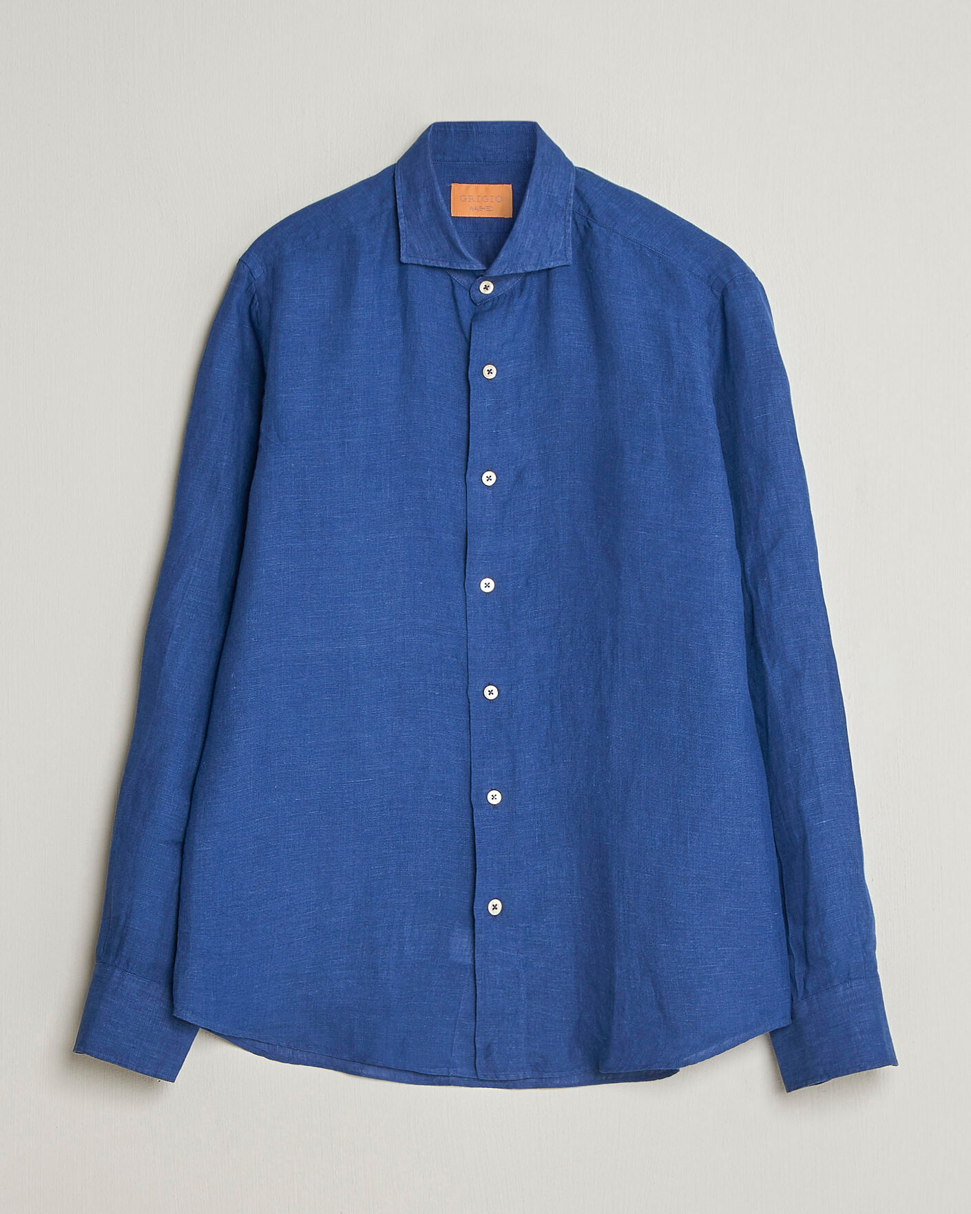 Men | Shirts | Grigio | Washed Linen Shirt Navy