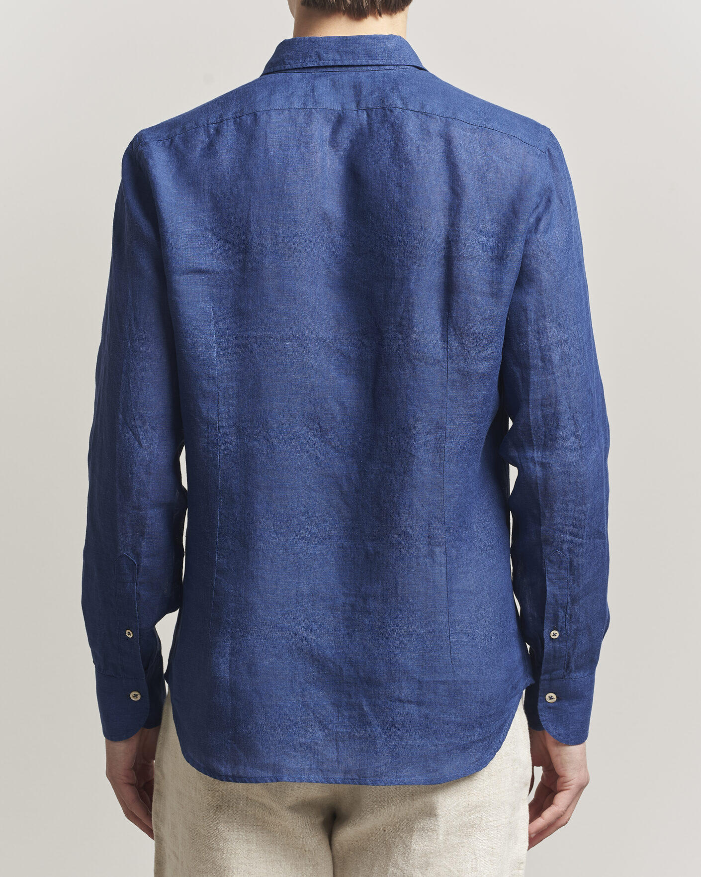 Men | Shirts | Grigio | Washed Linen Shirt Navy