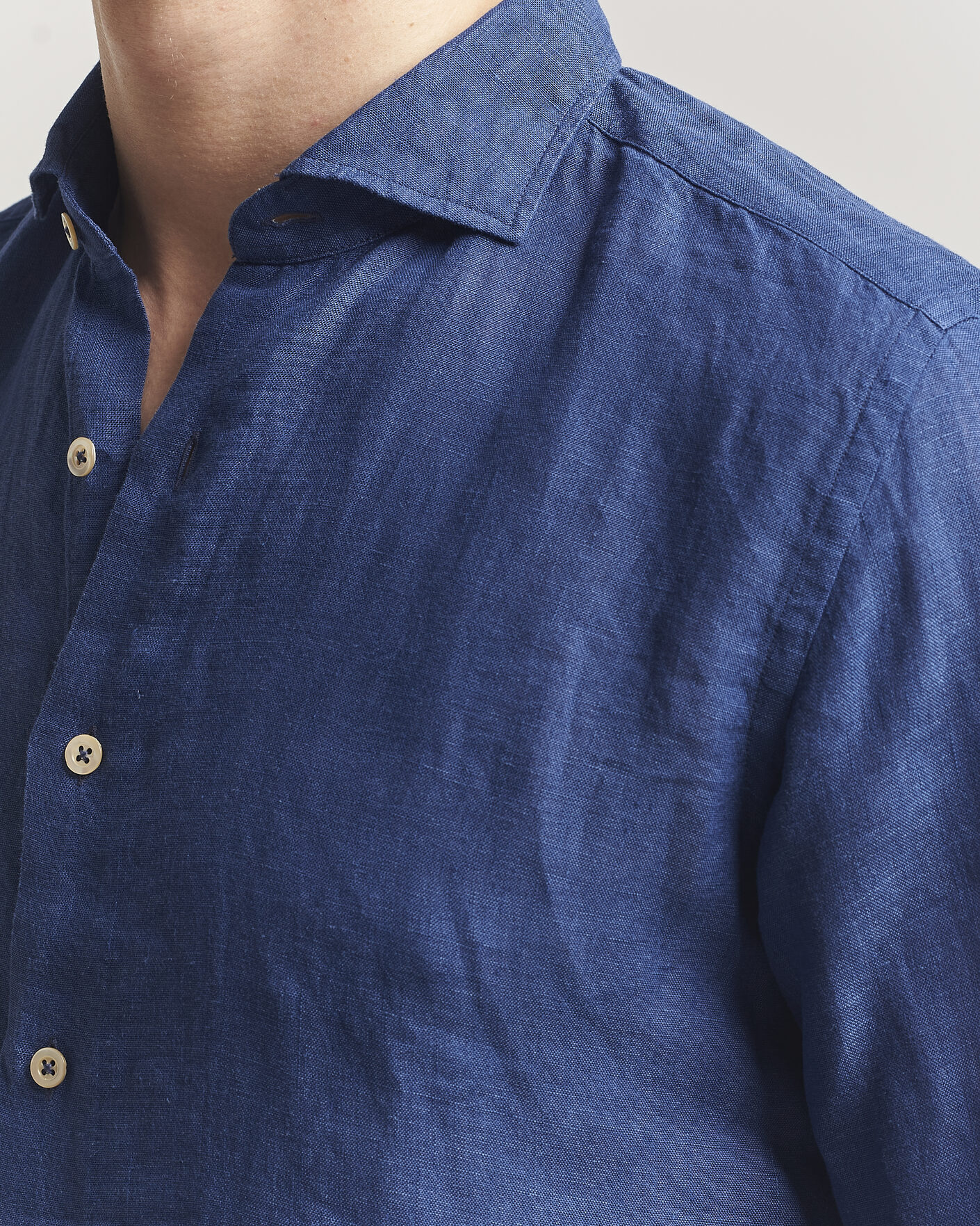 Men | Shirts | Grigio | Washed Linen Shirt Navy