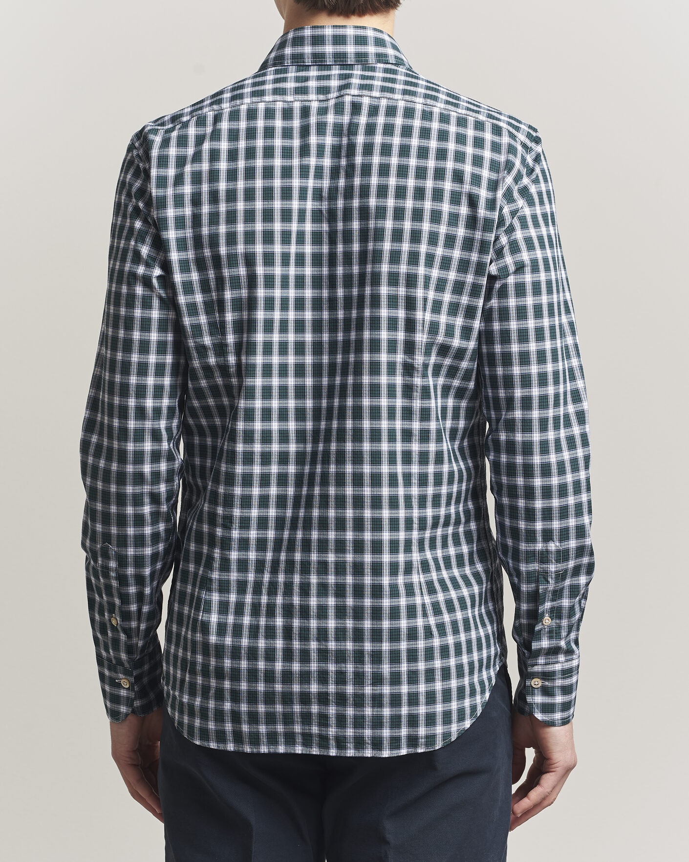 Men | Shirts | Grigio | Washed Casual Shirt Green Check