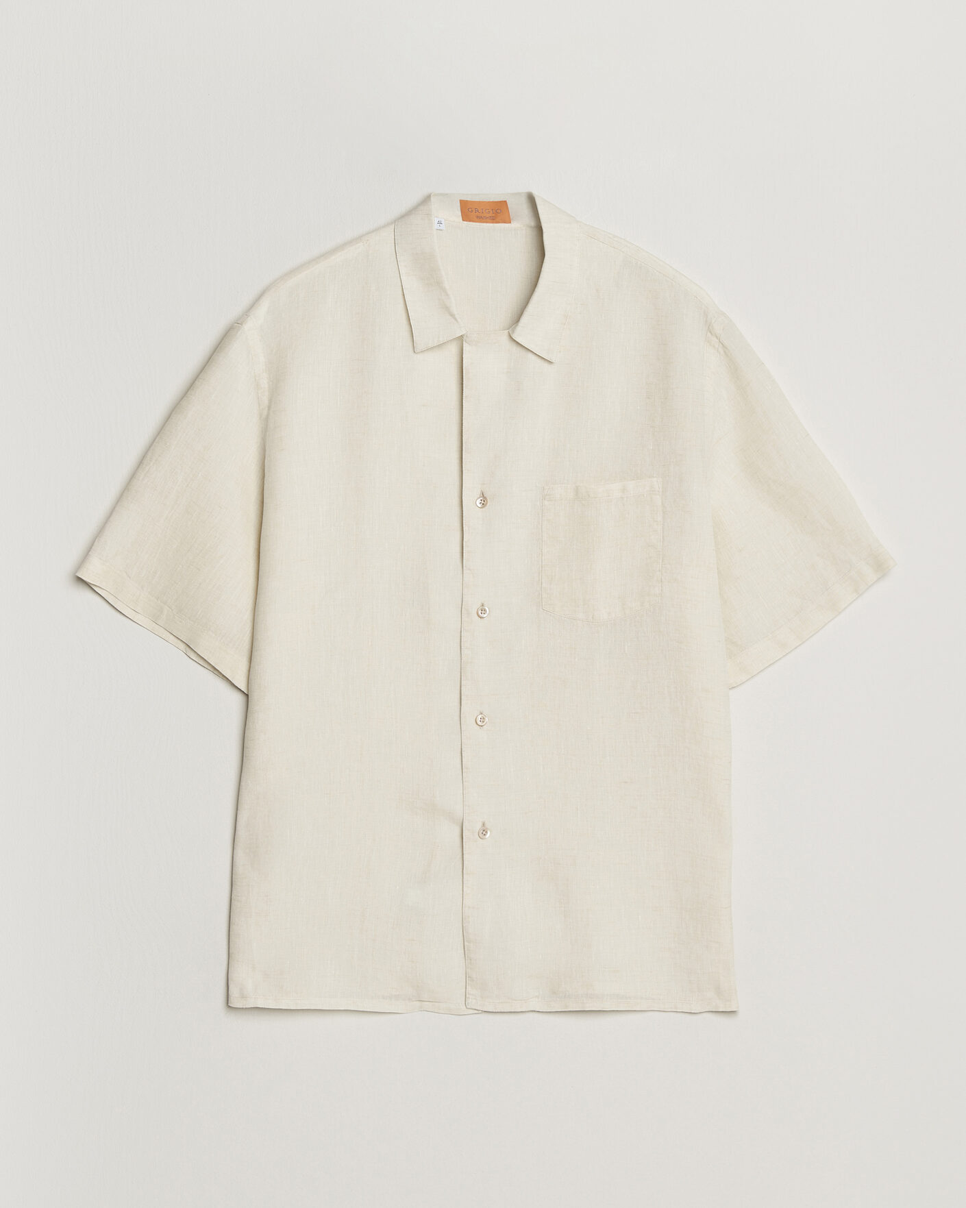 Men | Shirts | Grigio | Linen Camp Collar Shirt White