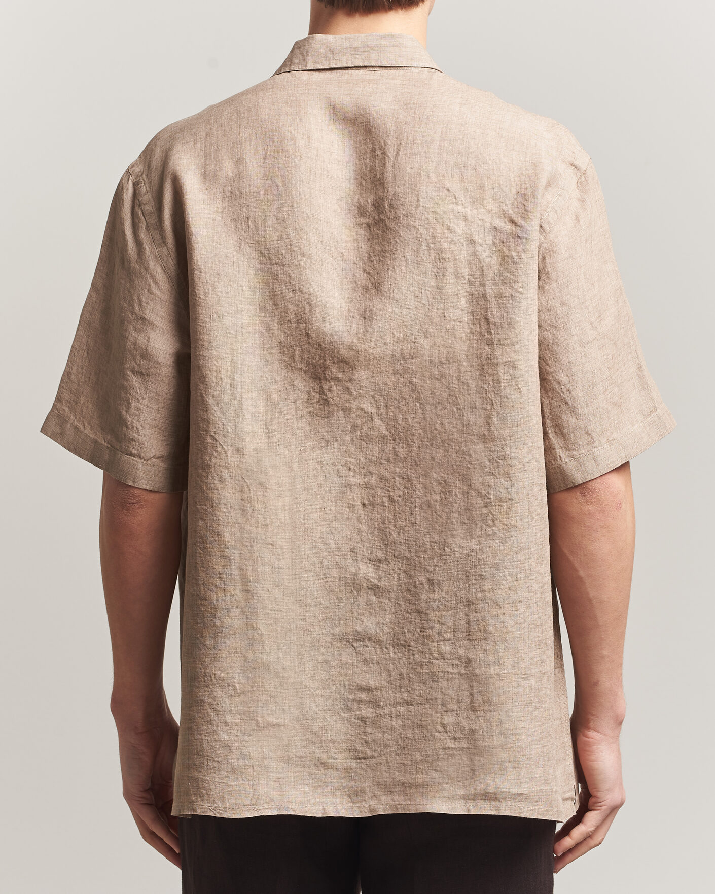 Men | Shirts | Grigio | Linen Camp Collar Shirt Brown