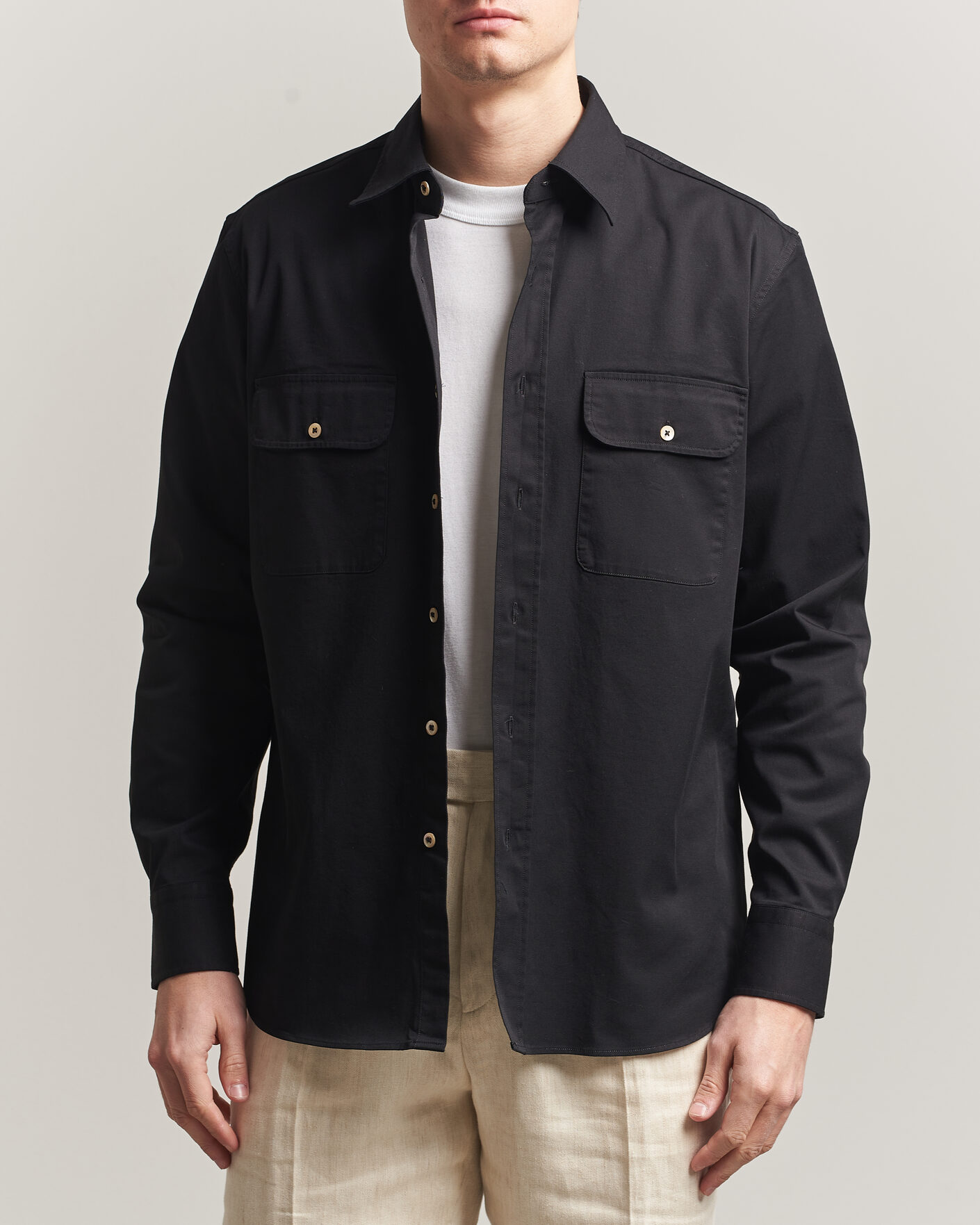 Men | Shirts | Grigio | Illinois Cotton Overshirt Black