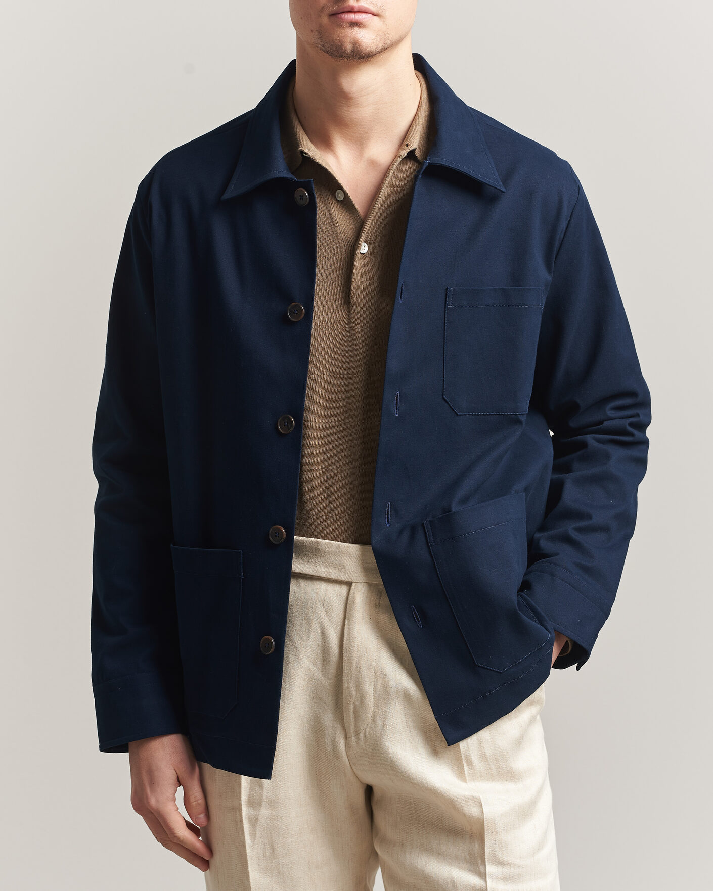 Men | Coats & Jackets | Grigio | Cotton Chore Jacket Navy