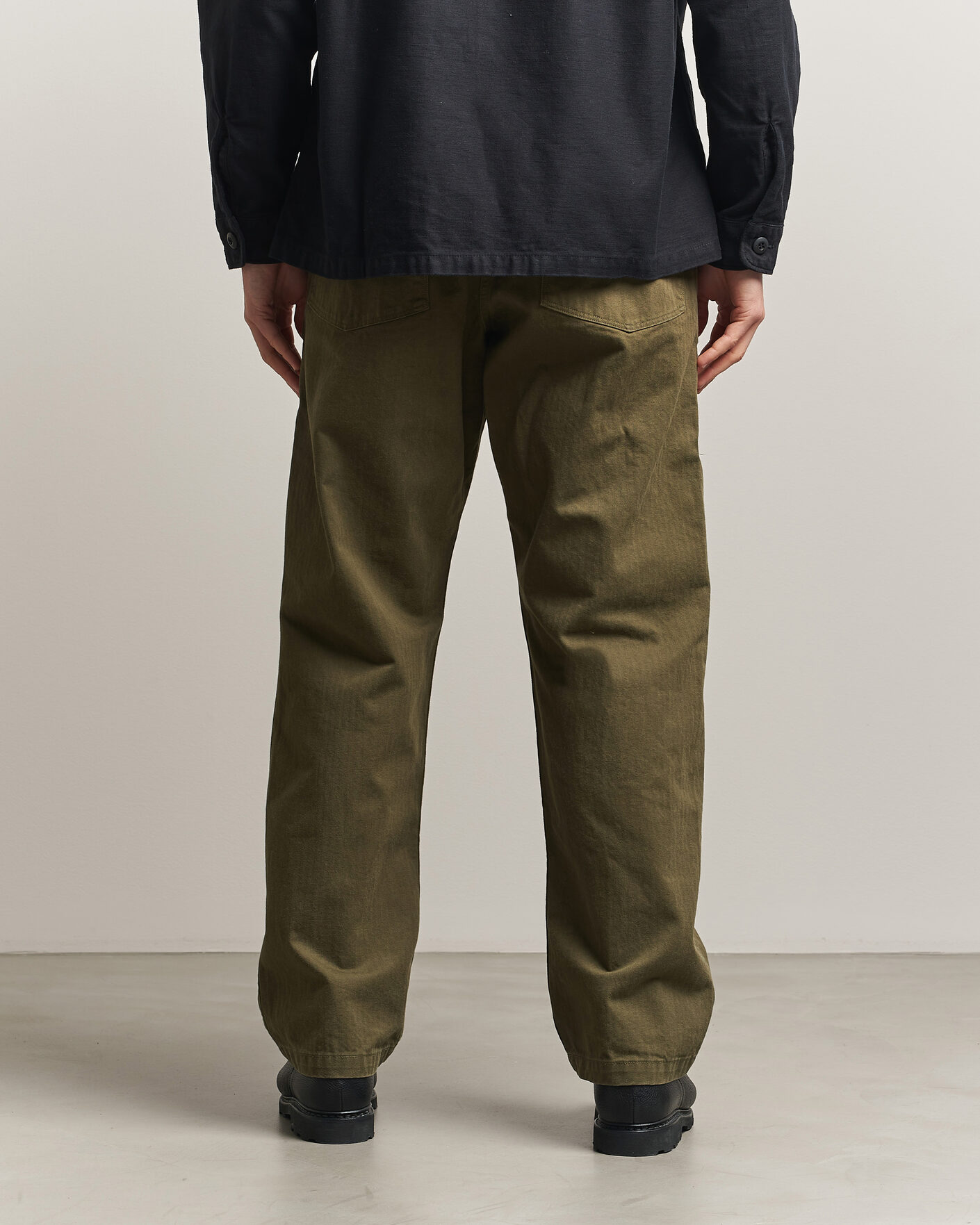 Men | Trousers | orSlow | Vintage Fit Herringbone Fatigue Pants Army Green