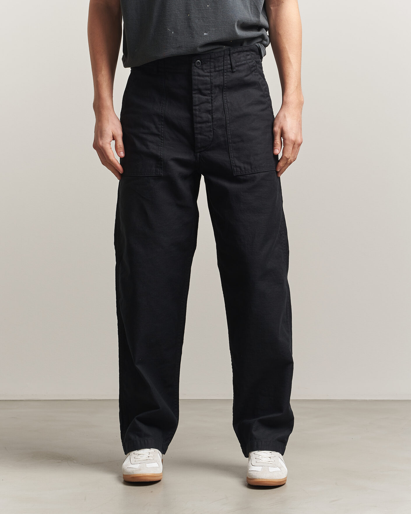 Men | Trousers | orSlow | Regular Fit Original Sateen Fatigue Pants Black