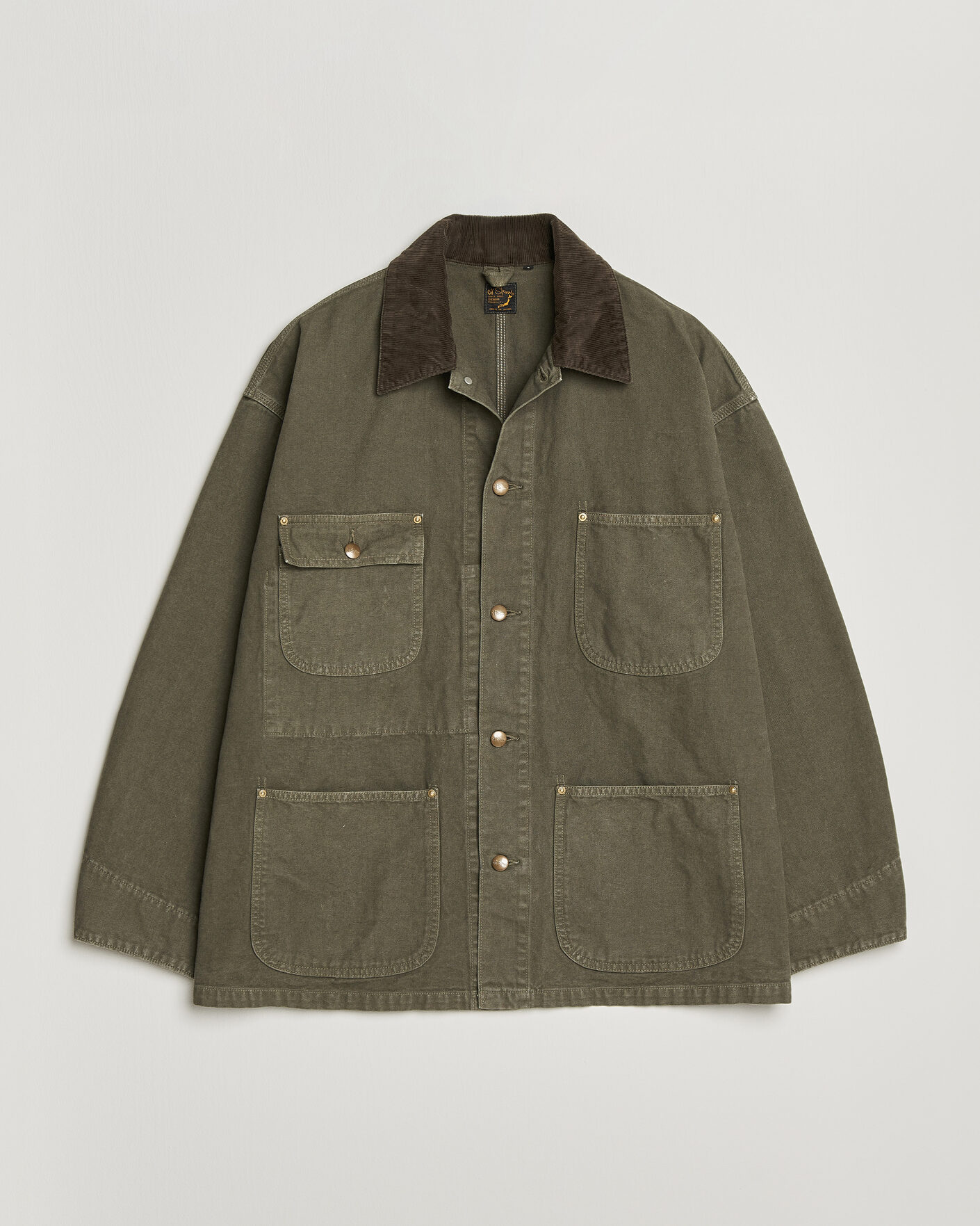 Men | Coats & Jackets | orSlow | Oxford Coverall Chore Jacket Army Green